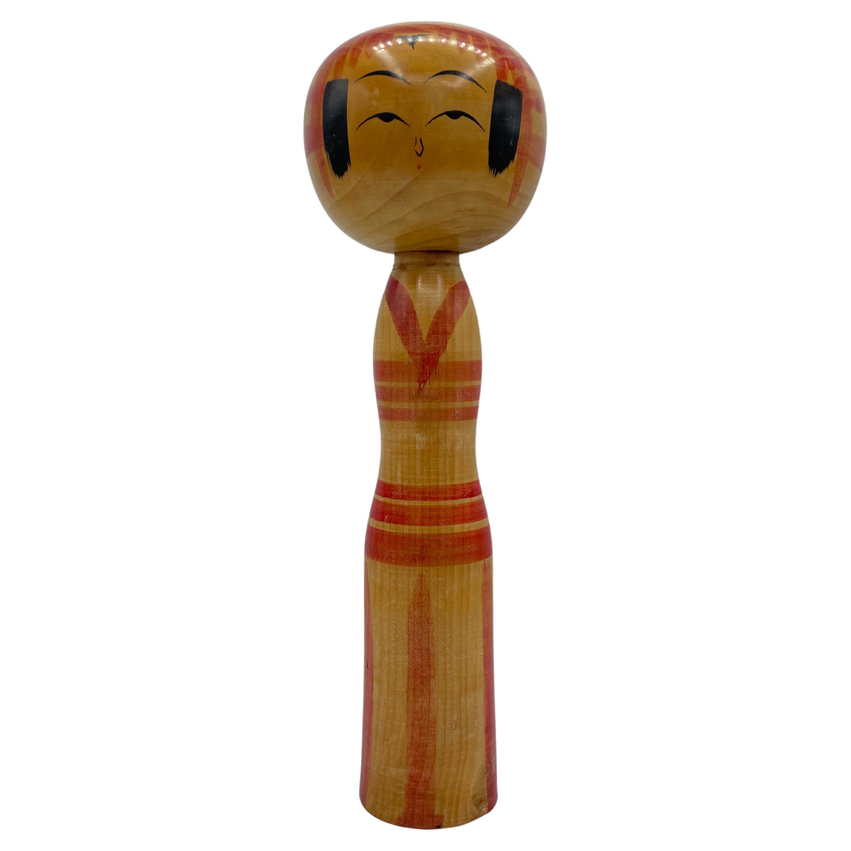 Japanese Wooden Kokeshi Doll Hisashiro NIIYAMA Yajiro 1970s For Sale