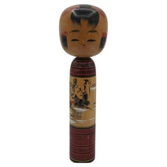 Vintage Japanese Wooden Kokeshi Doll Susumu with Poem 1960s