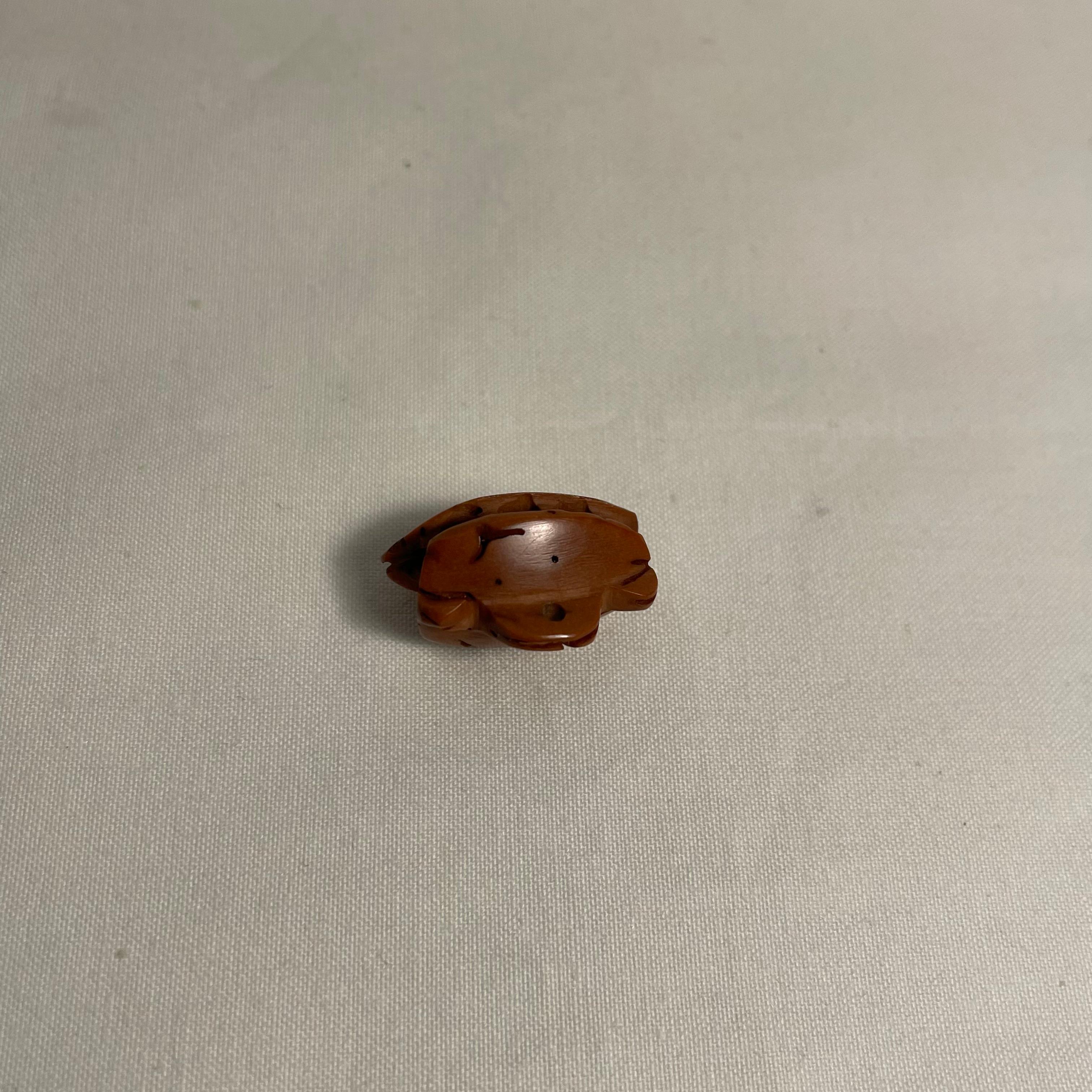 Netsuke giapponese in legno del 1950, epoca Showa, 