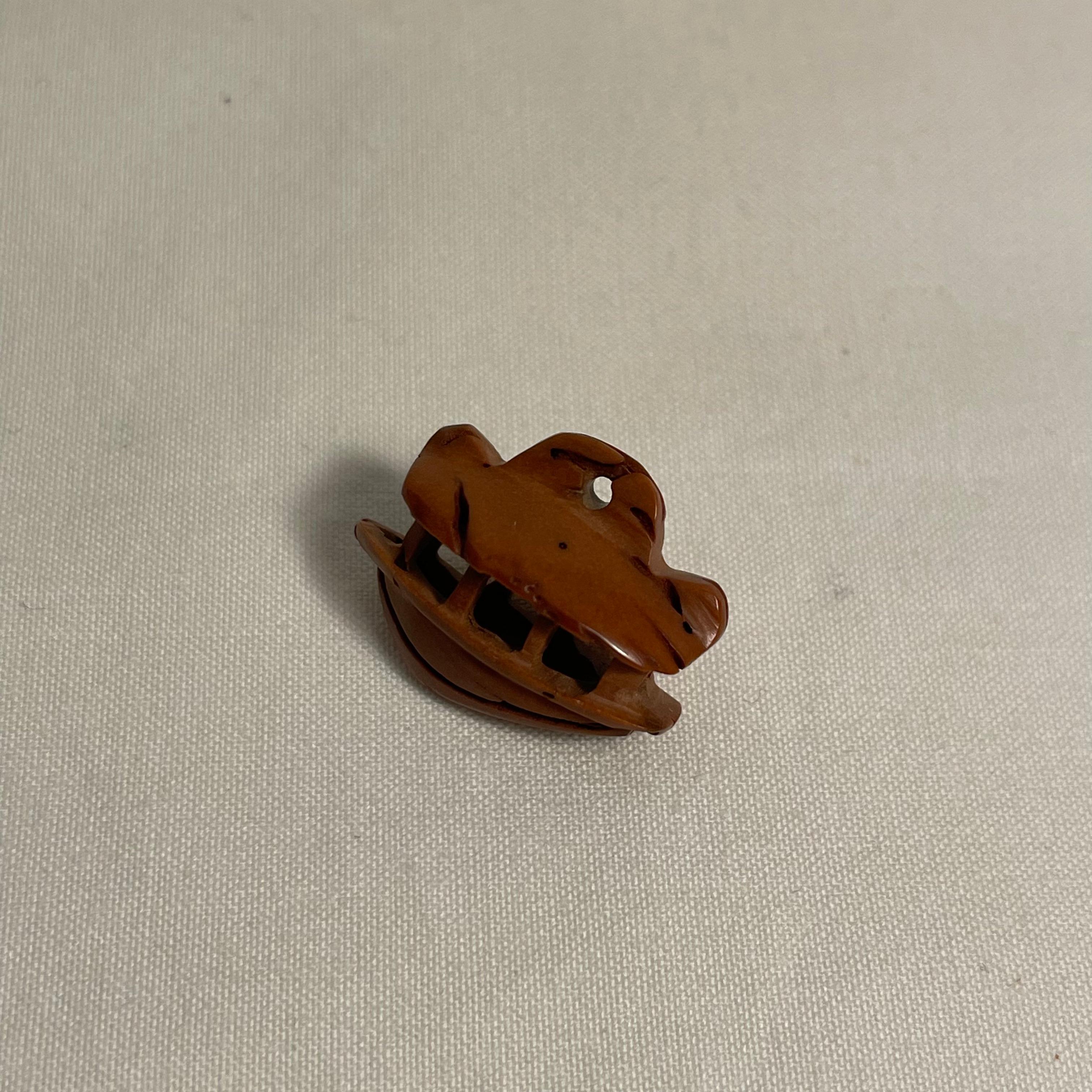 Metà XX secolo Netsuke giapponese in legno del 1950, epoca Showa, 