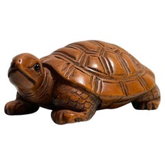 Japanische Holz-Netsuke 'Schildkröte' 1980er 'Ishikawa'