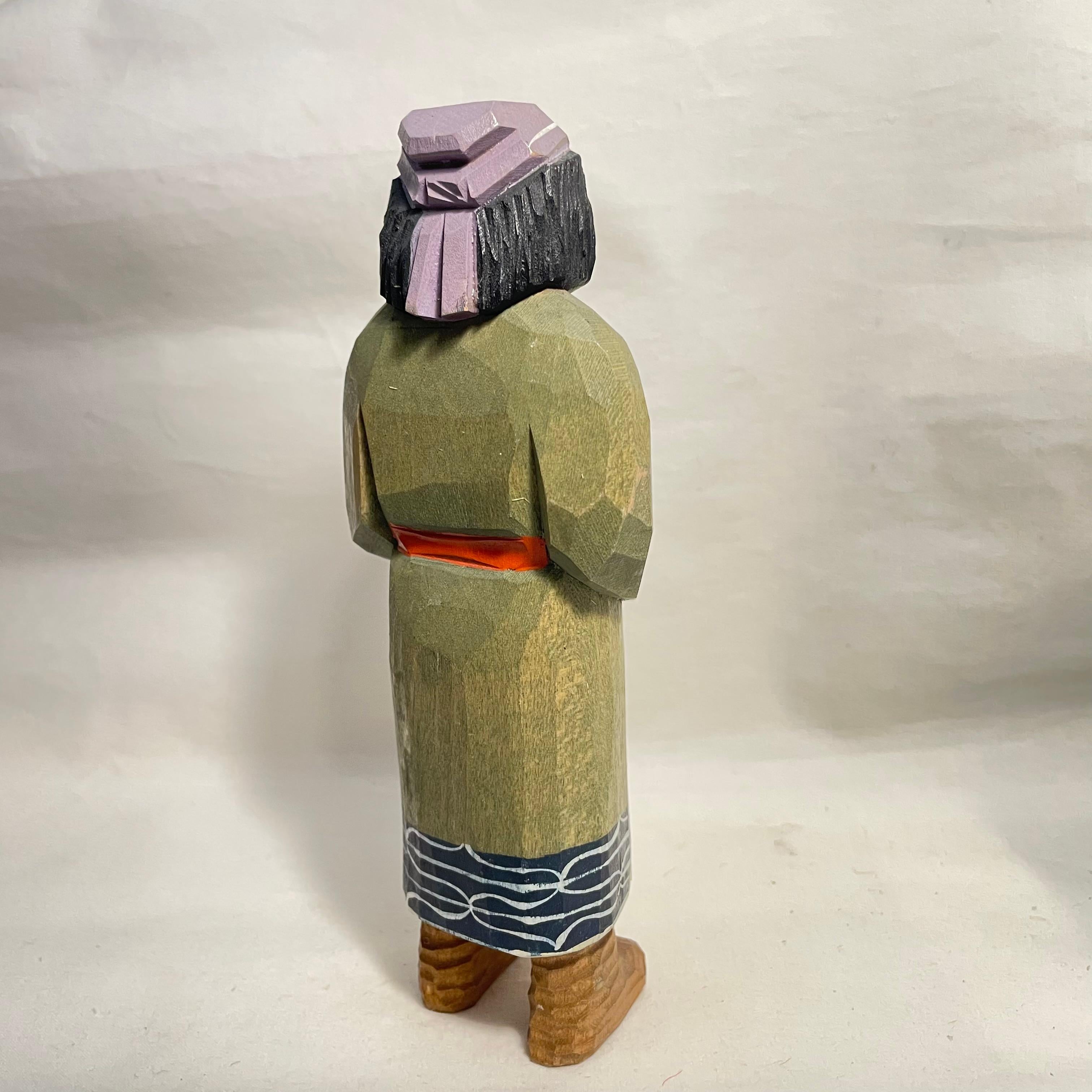 Showa Japanese Wooden Object AINU Statue Bear 1980s For Sale