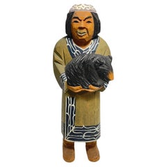 Japanese Wooden Object AINU Statue Bear 1980s