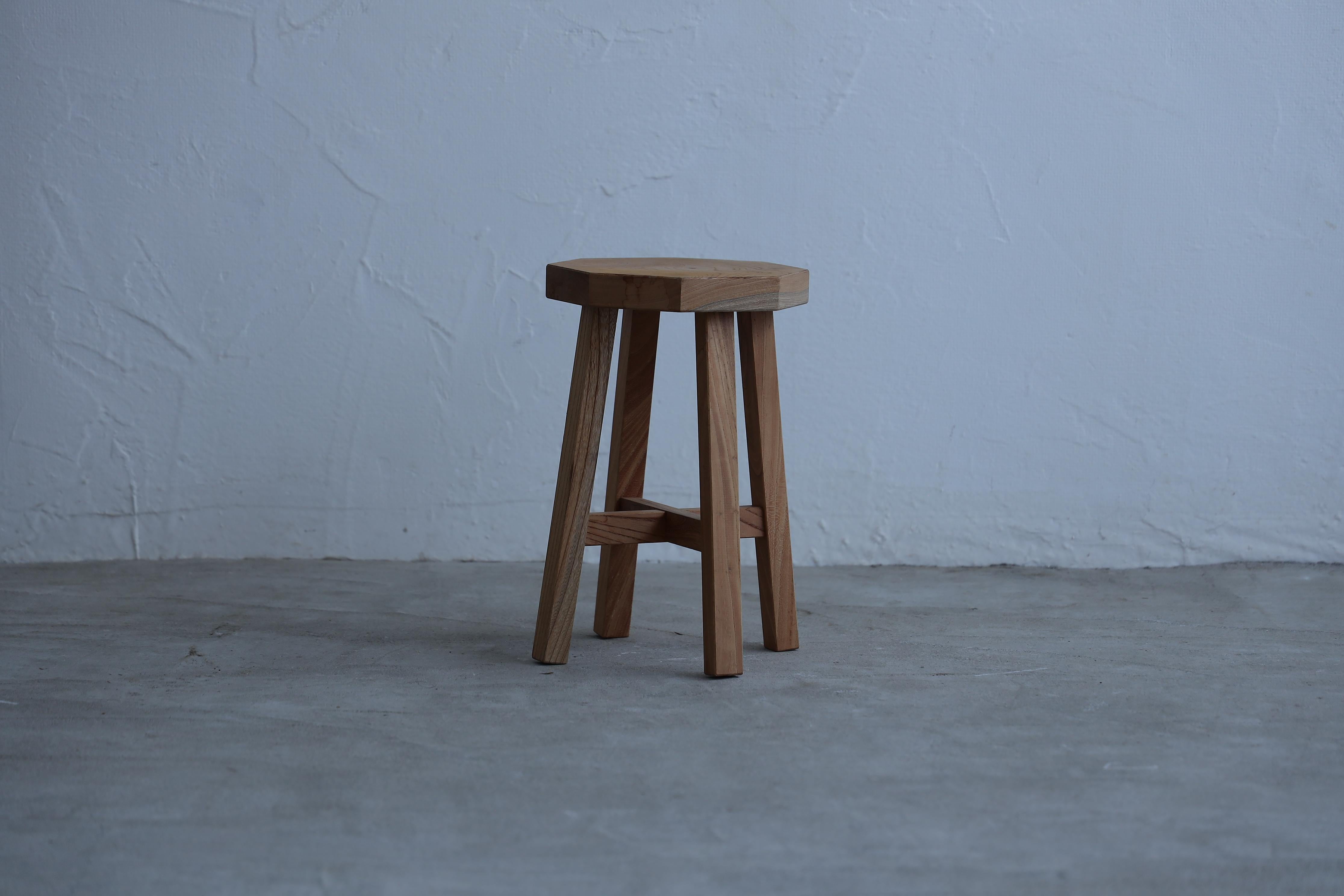 Hand-Carved Japanese Wooden Stools, Wabi-Sabi