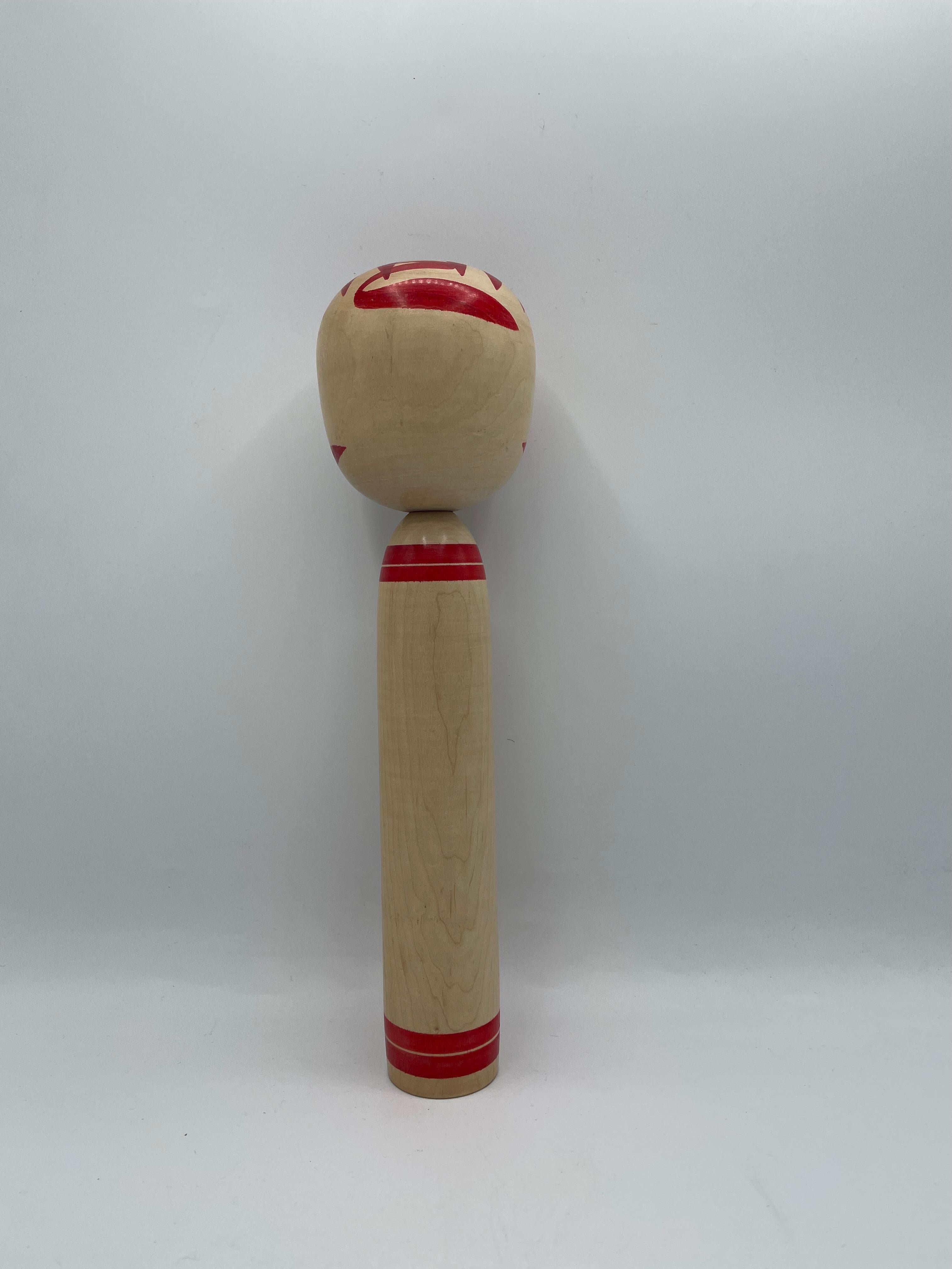 Japanese Wooden Togatta Kokeshi Puppe Koichi SAKUTA 1970er Jahre (Handbemalt) im Angebot
