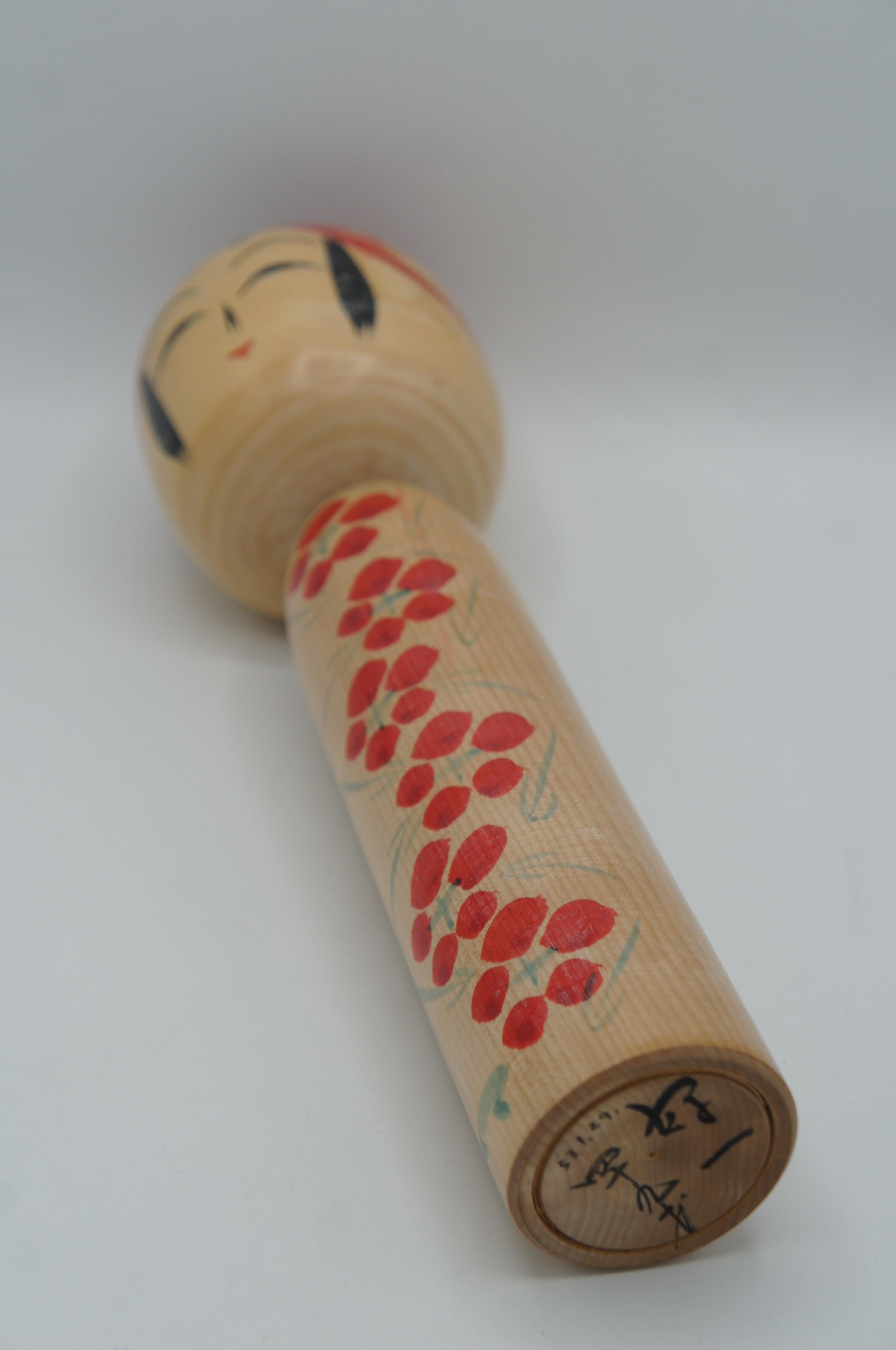 Japanese Wooden Togatta Kokeshi Doll Kouichi Sato 30.5cm 1978s In Good Condition For Sale In Paris, FR