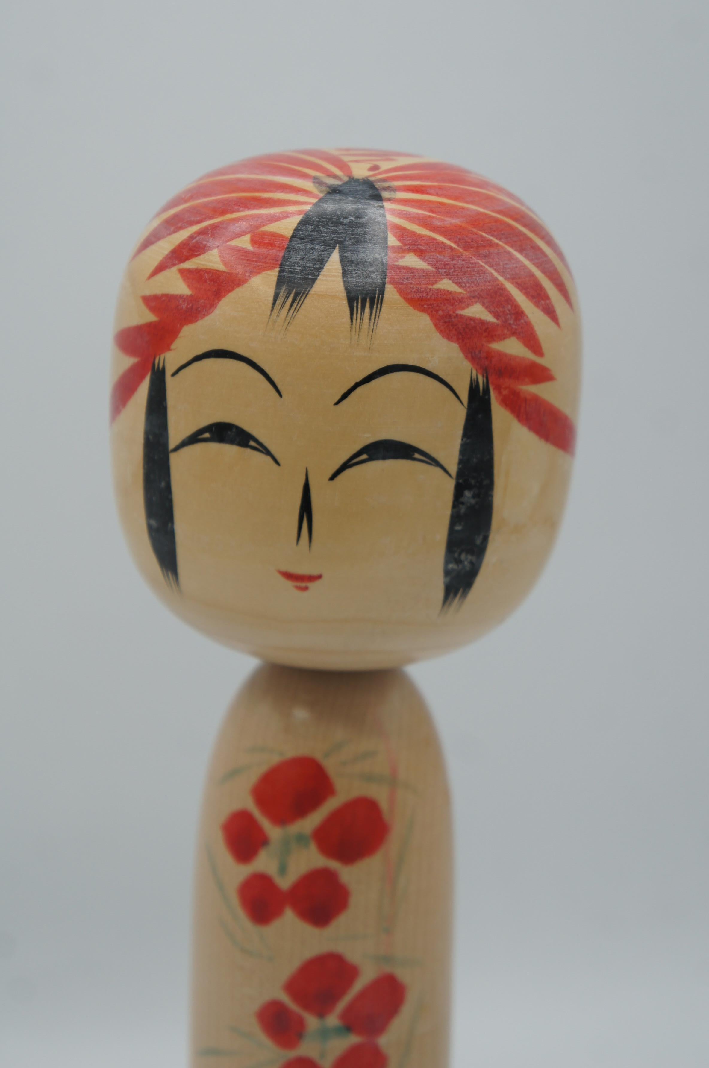 Japanese Wooden Togatta Kokeshi Doll Kouichi Sato 30.5cm 1978s For Sale 1