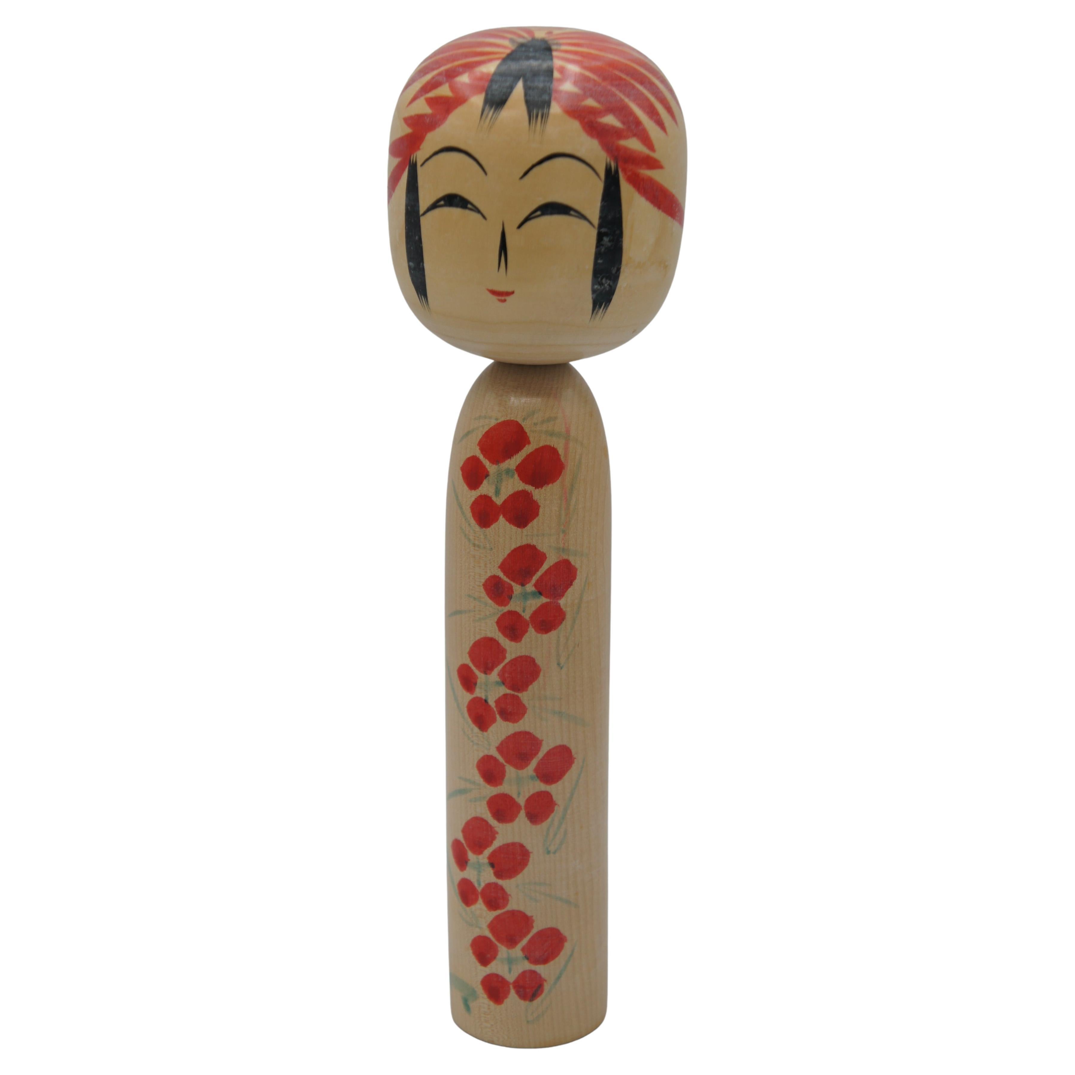 Japanese Wooden Togatta Kokeshi Doll Kouichi Sato 30.5cm 1978s For Sale