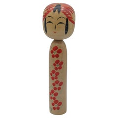 Bambola Togatta Kokeshi giapponese in legno Kouichi Sato 30,5 cm del 1978