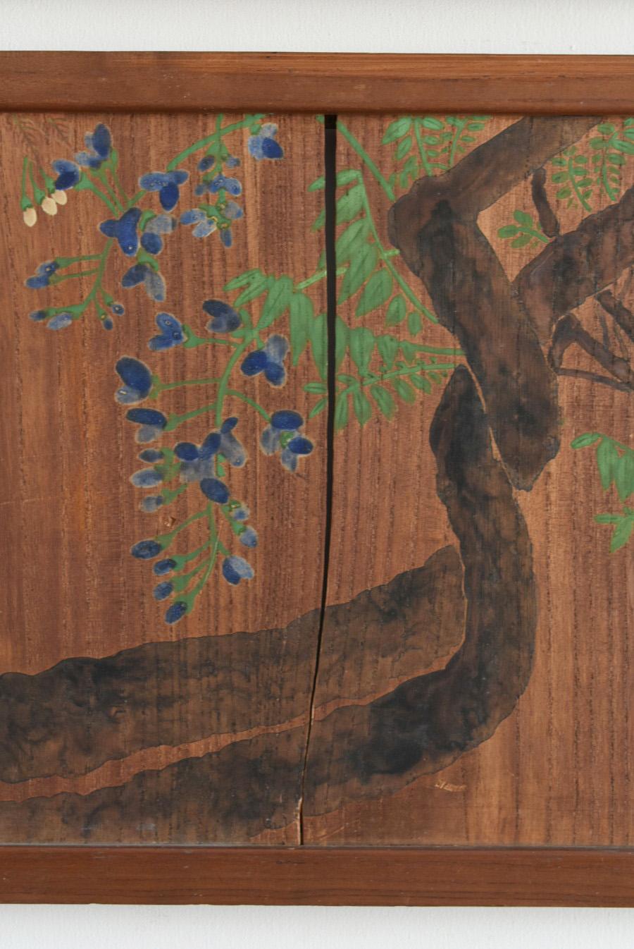 Japanese wooden wall hanging painting/Mid 20th century/Japanese painting 6