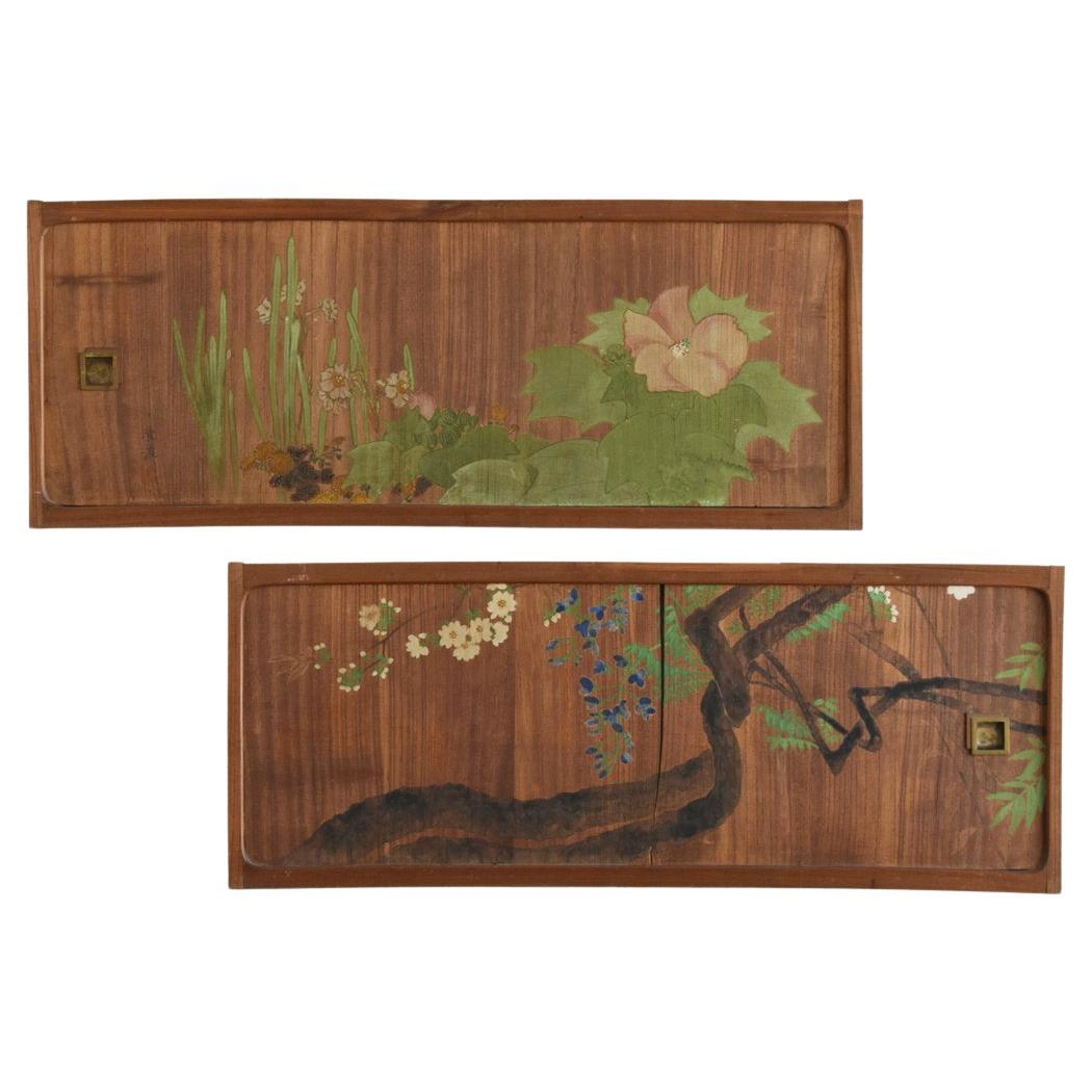 Japanese wooden wall hanging painting/Mid 20th century/Japanese painting