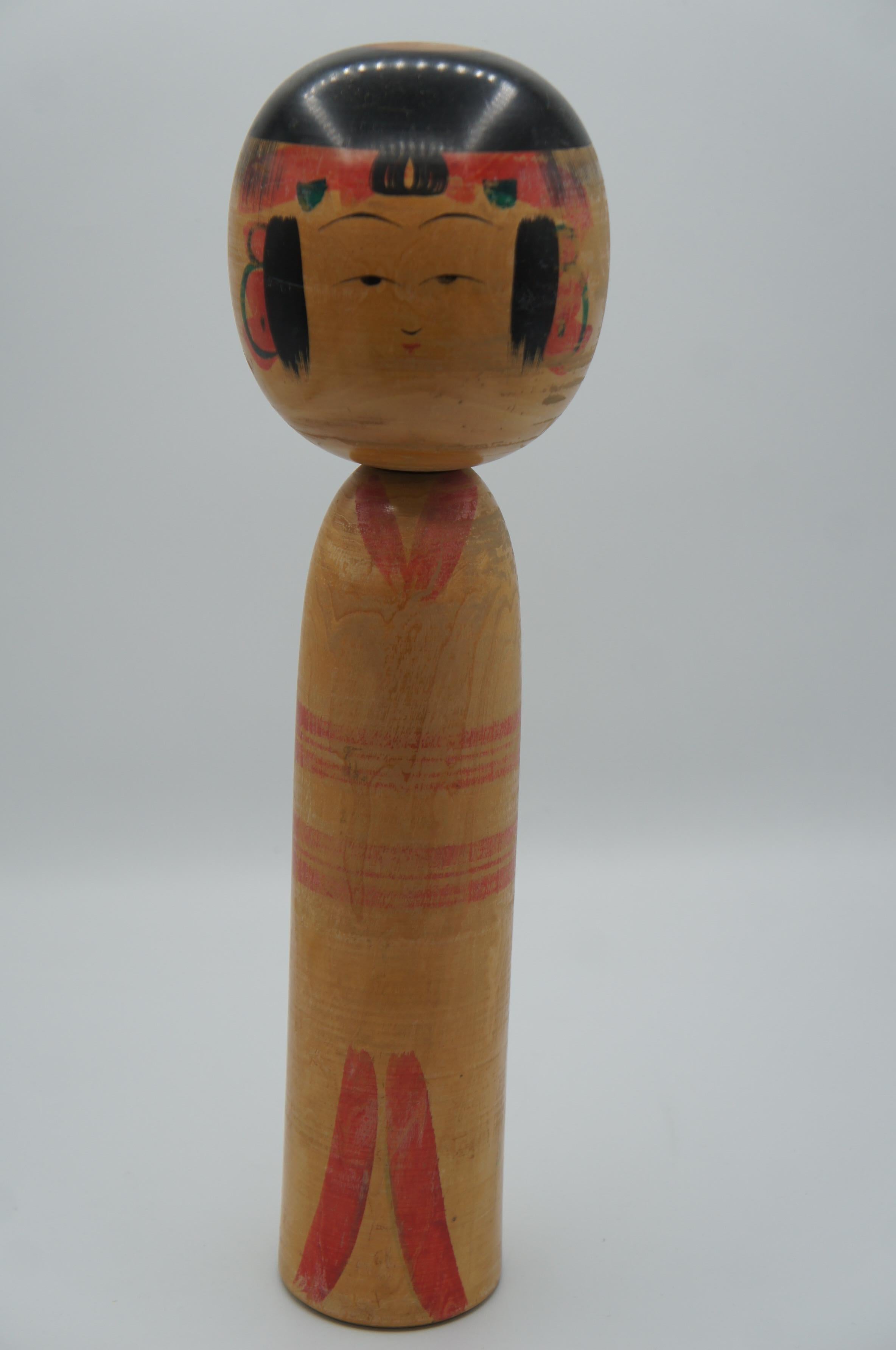 Hand-Crafted Japanese Wooden Yajiro Kokeshi Doll 36cm 1970s For Sale