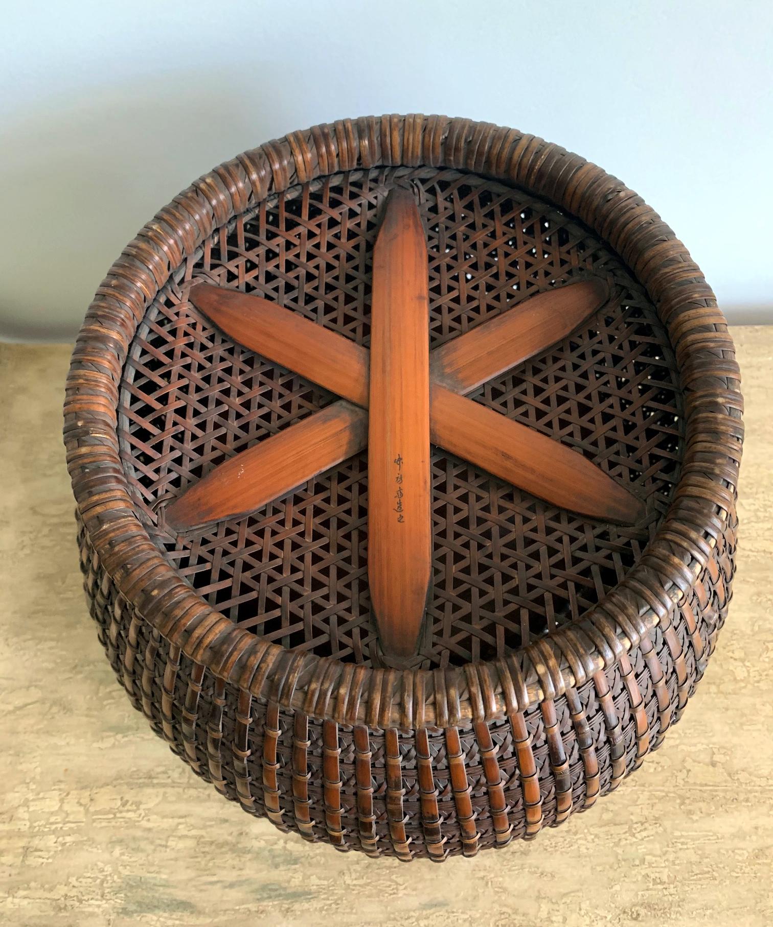 Early 20th Century Japanese Woven Bamboo Brazier by Maeda Chikubosai I For Sale