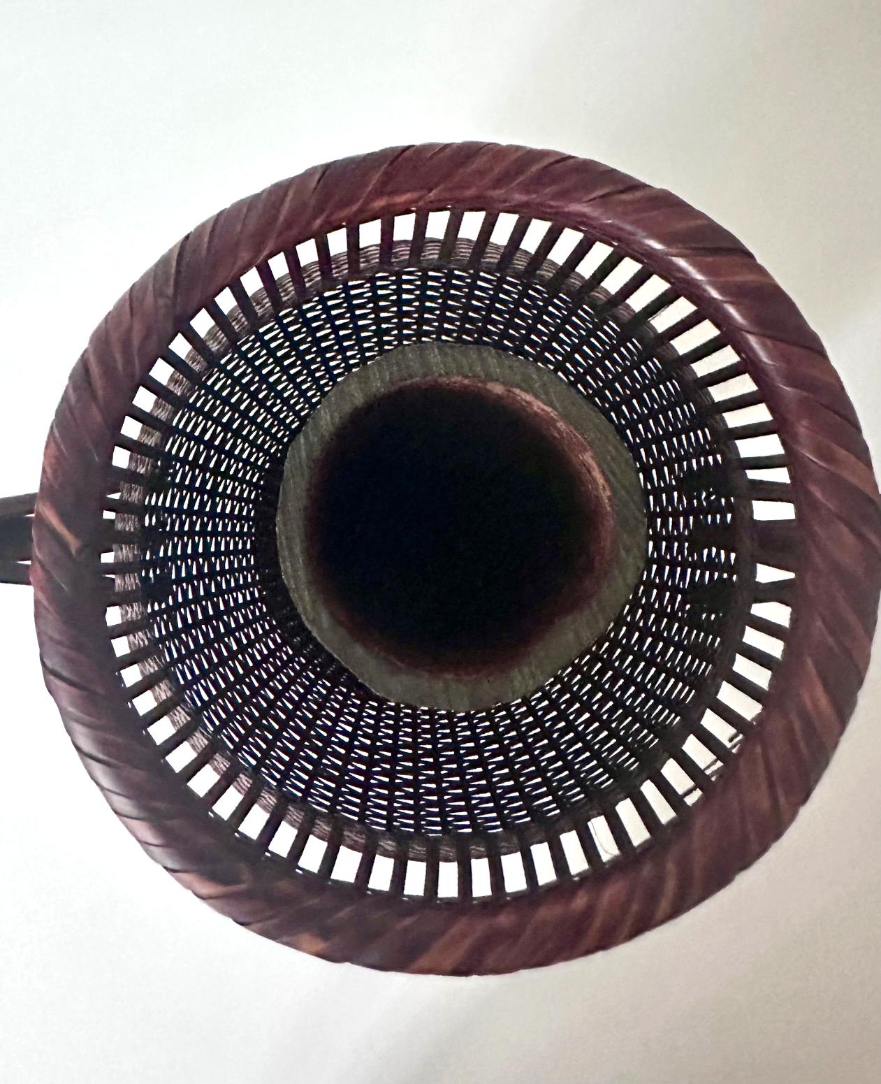 Japanese Woven Bamboo Ikebana Basket by Chikusei Watanabe For Sale 2