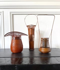 Japanese Woven Bamboo Ikebana Basket by Jin Morigami