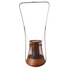 Japanese Woven Bamboo Ikebana Basket by Jin Morigami