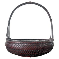 Vintage Japanese Woven Bamboo Ikebana Basket