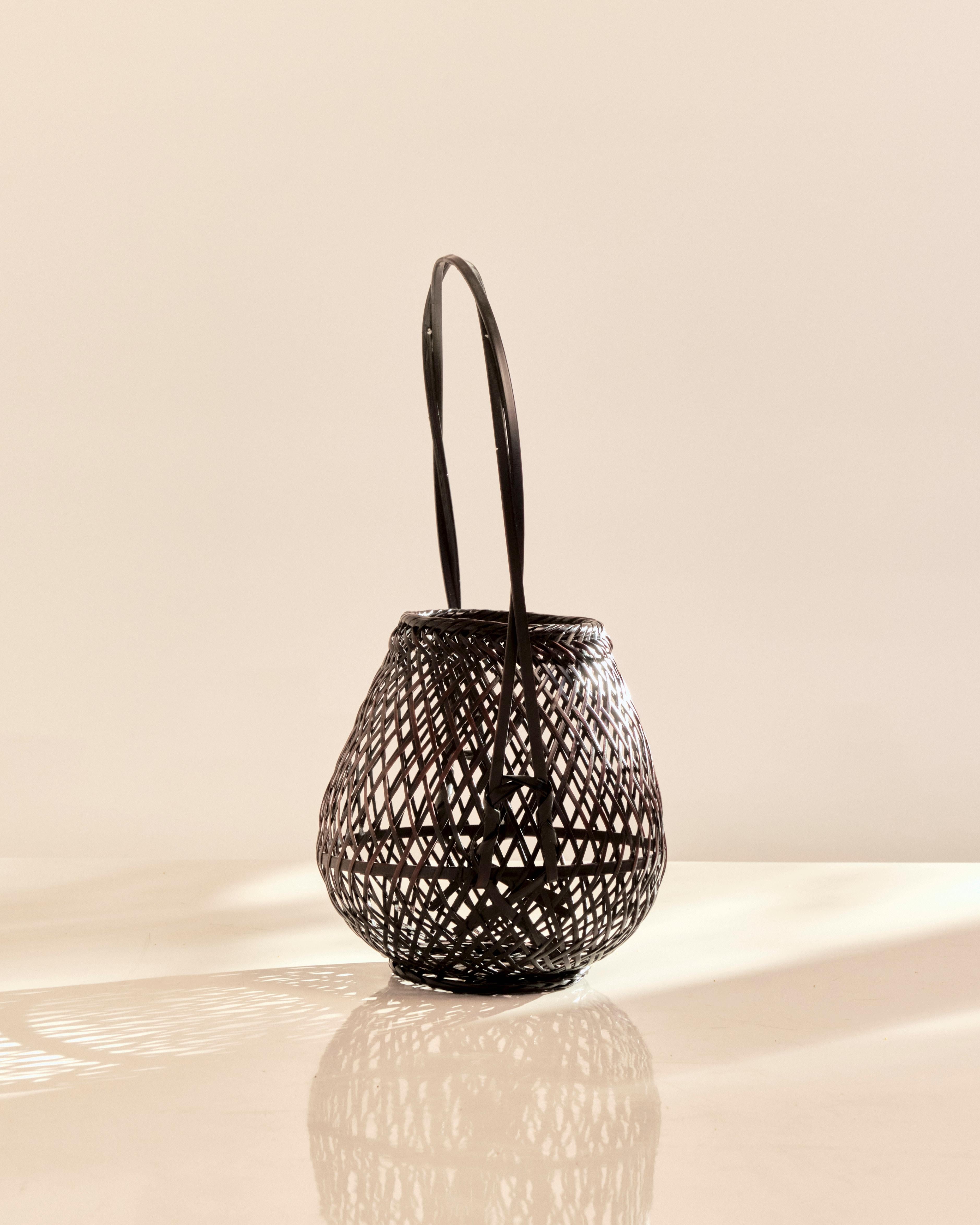 Japanese Woven Bamboo Ikebana Flower Basket For Sale 2