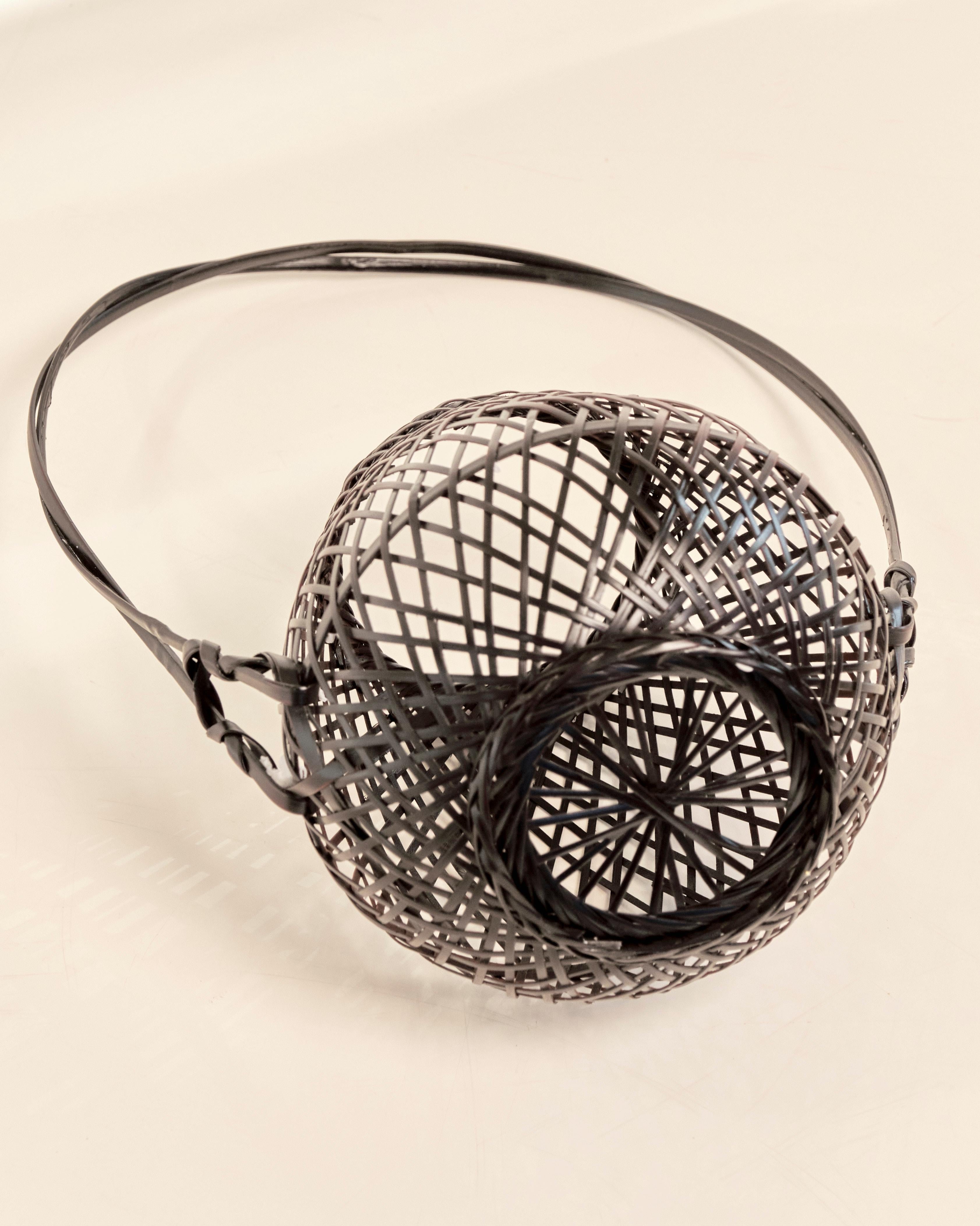 Japanese Woven Bamboo Ikebana Flower Basket For Sale 4