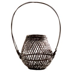 Japanese Woven Bamboo Ikebana Flower Basket