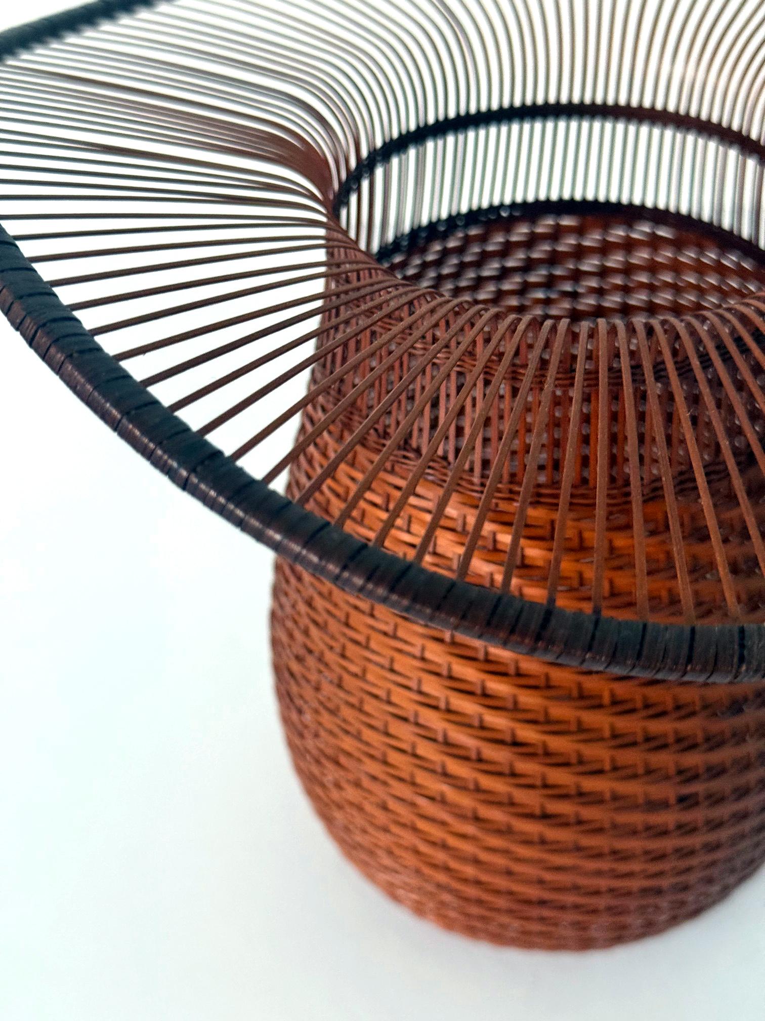 Vaso Ikebana in bambù giapponese intrecciato di Morigami Jin in vendita 2