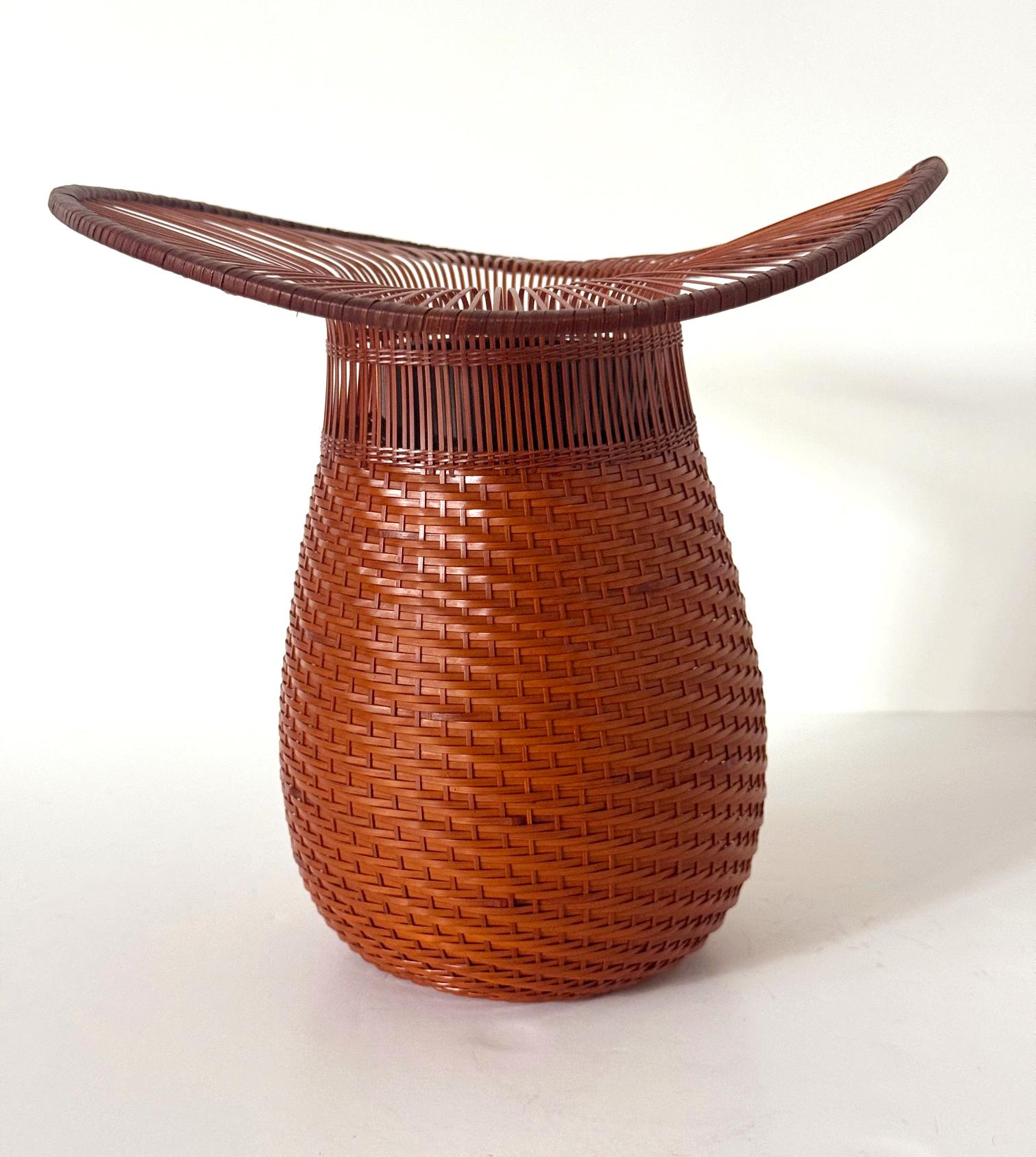 Giapponese Vaso Ikebana in bambù giapponese intrecciato di Morigami Jin in vendita