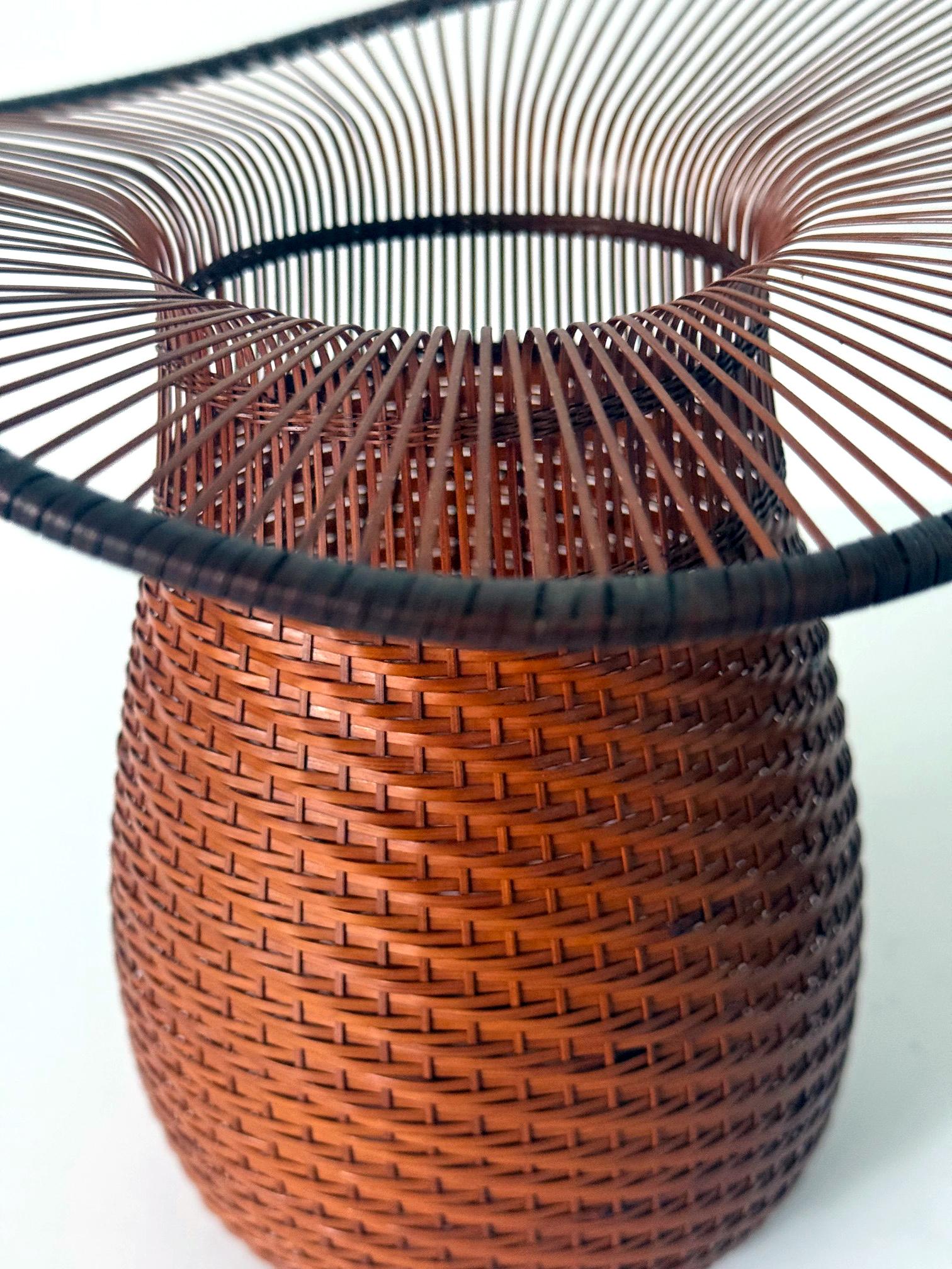 Vaso Ikebana in bambù giapponese intrecciato di Morigami Jin in vendita 1