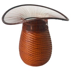 Japanese Woven Bamboo Ikebana Vase by Jin Morigami