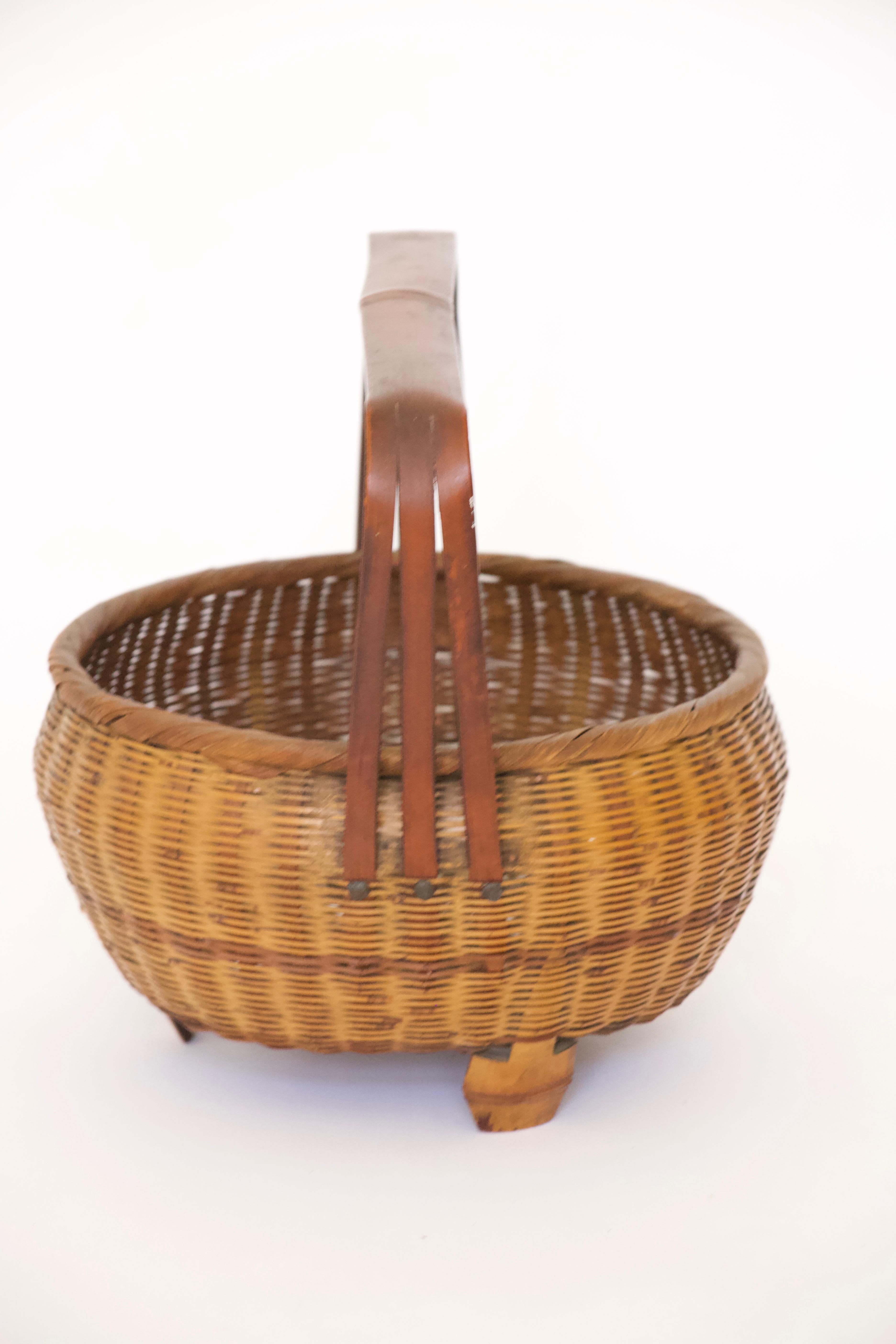 Edo Japanese Woven Basket For Sale