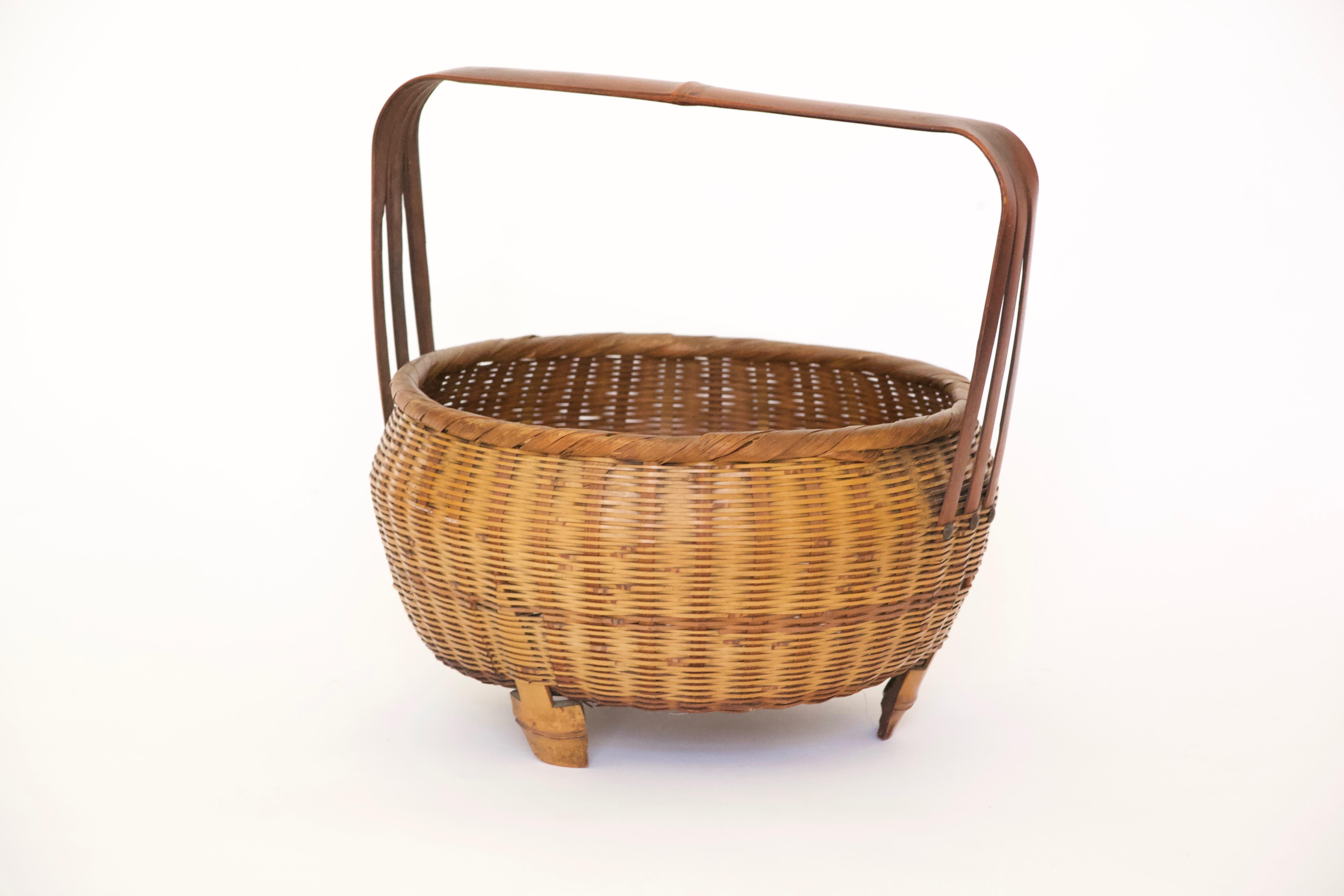 Bamboo Japanese Woven Basket For Sale