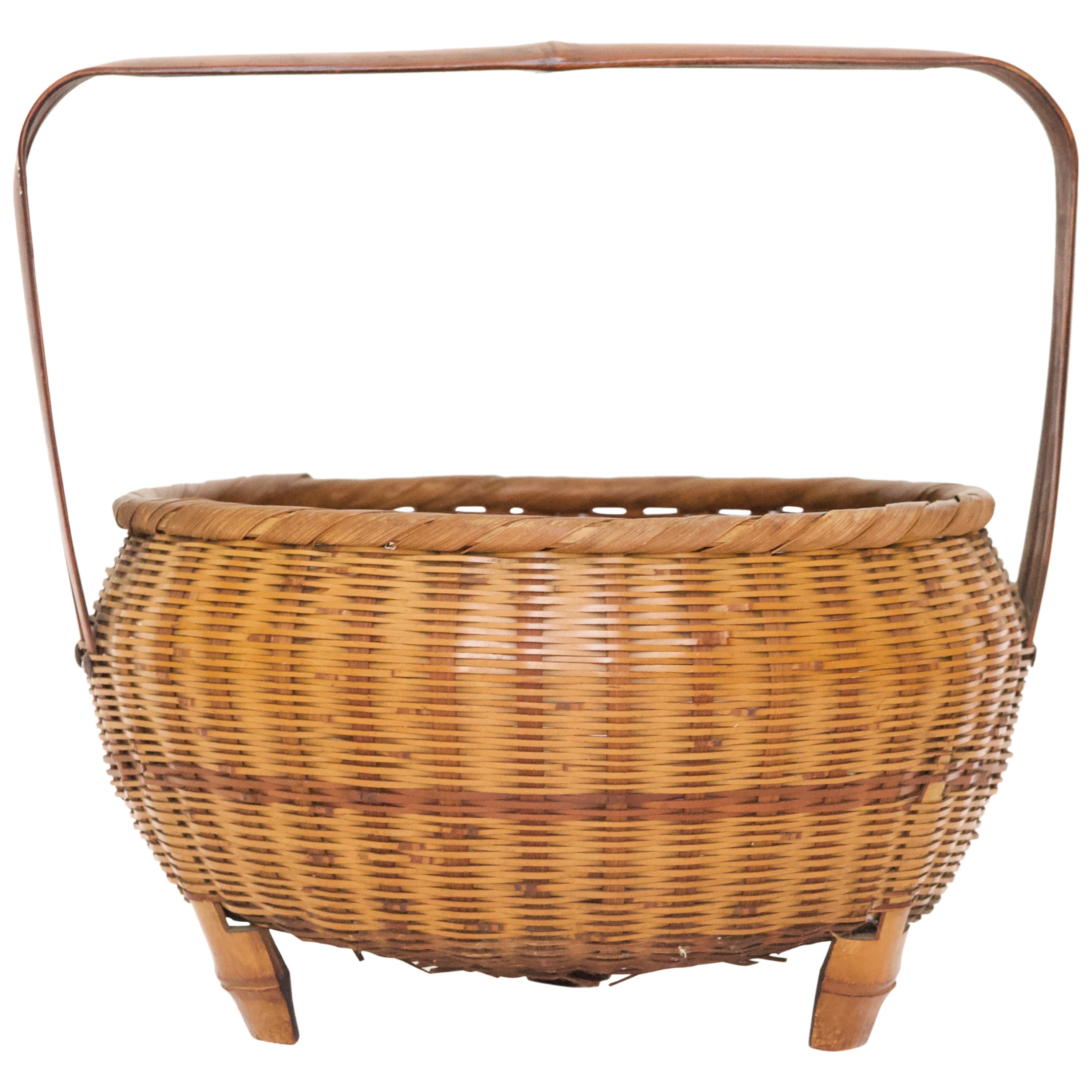 Japanese Woven Basket For Sale