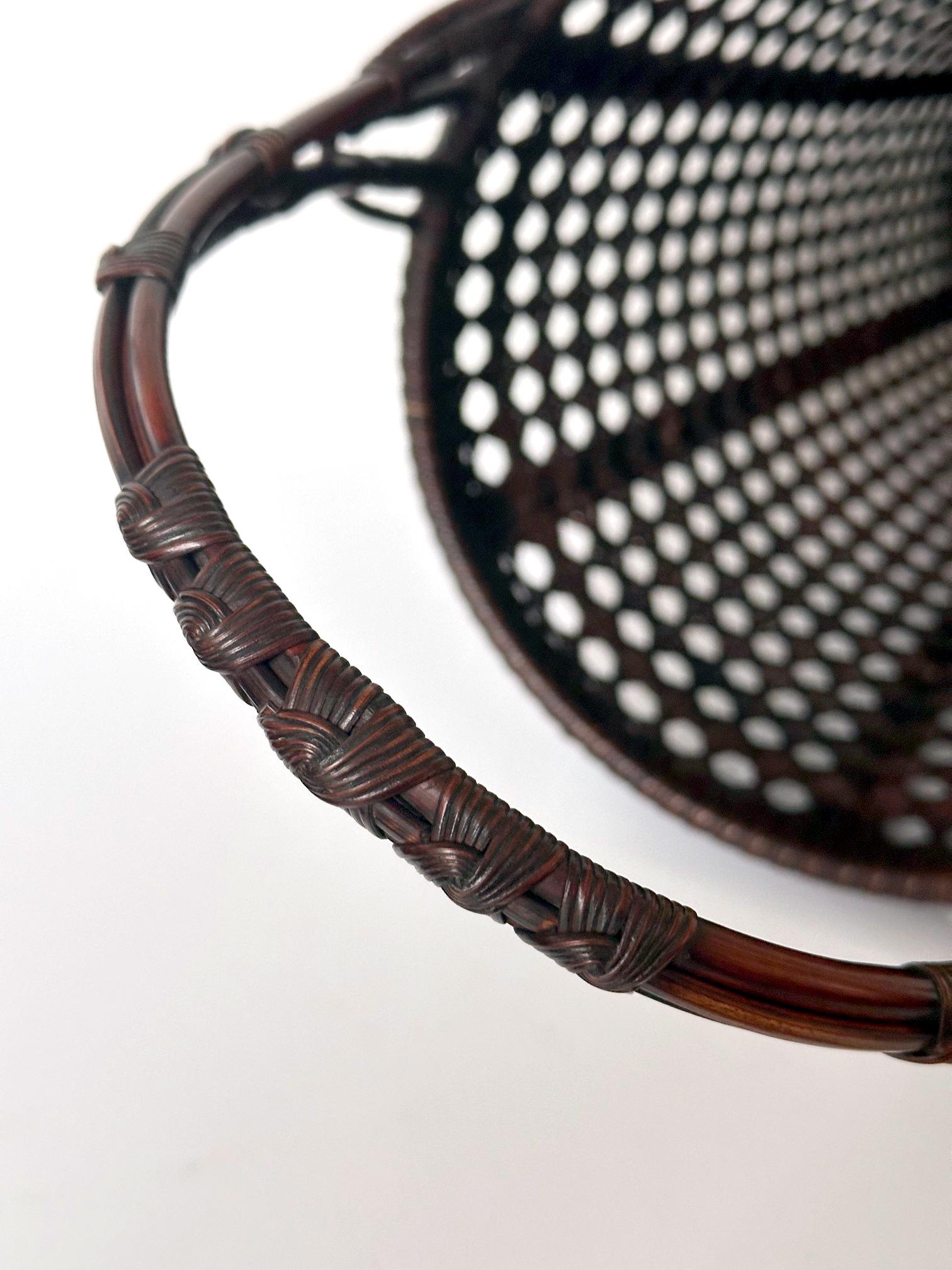 Japanese Woven Ikebana Bamboo Basket Maeda Chikubosai I For Sale 6