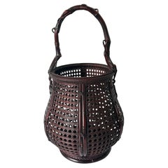 Panier en bambou Ikebana tissé japonais Maeda Chikubosai I