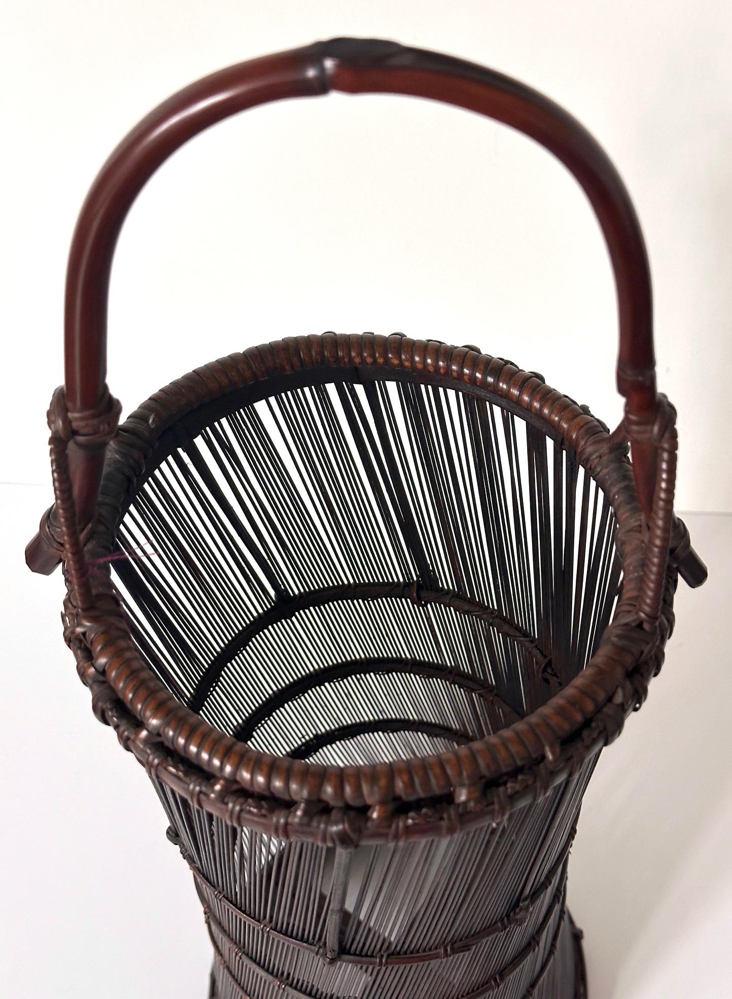 Ikebana japonesa tejida Cesta de bambú Ueda Shounsai Caja original en venta 3
