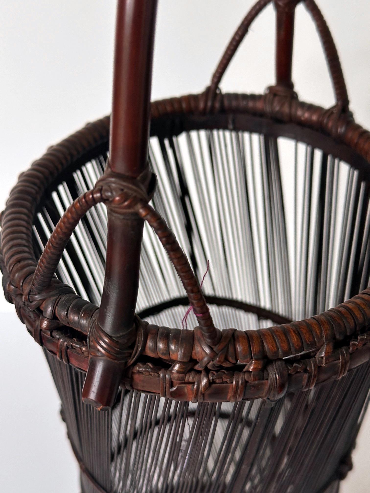 Ikebana japonesa tejida Cesta de bambú Ueda Shounsai Caja original en venta 4