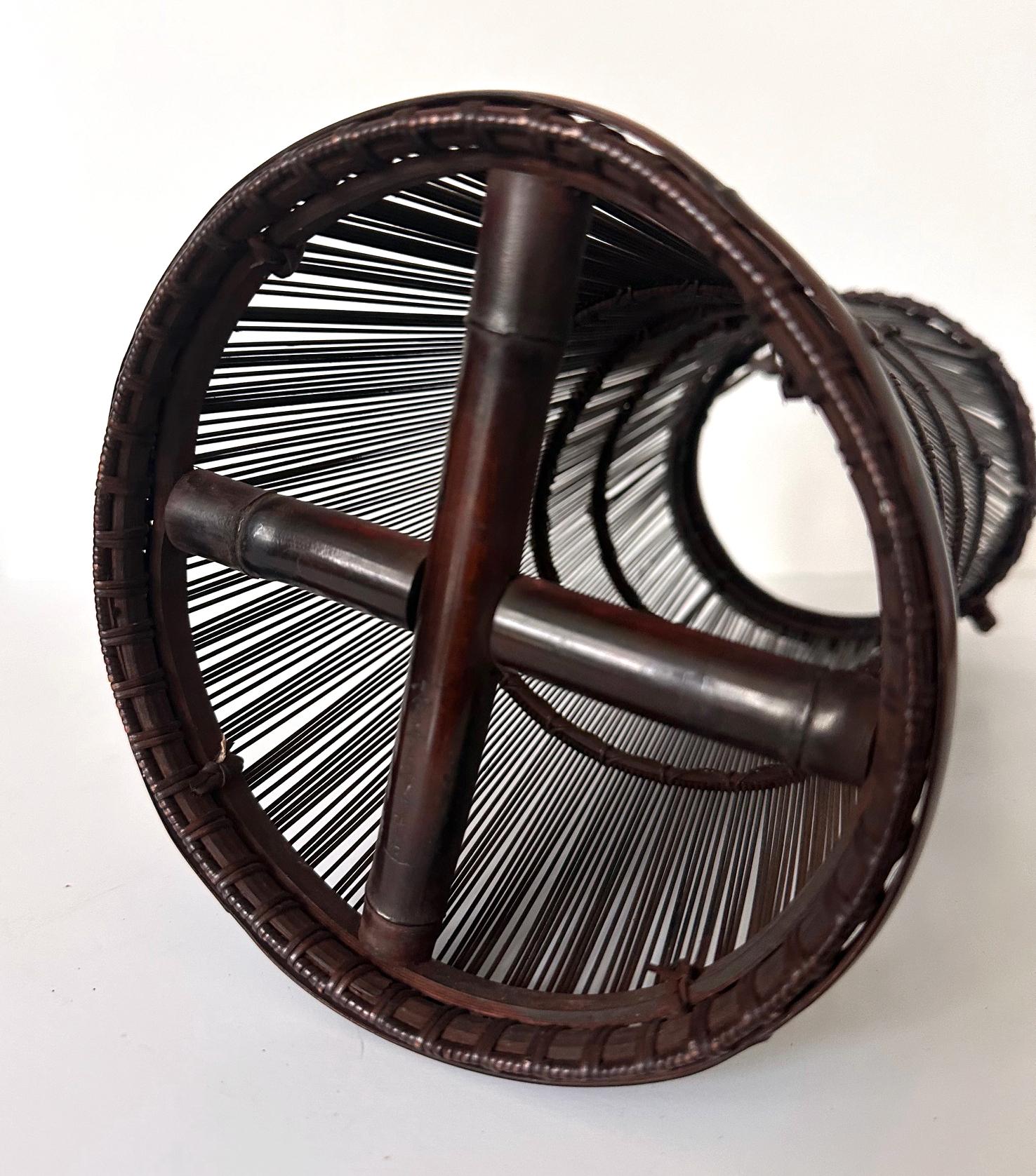 Ikebana japonesa tejida Cesta de bambú Ueda Shounsai Caja original en venta 7