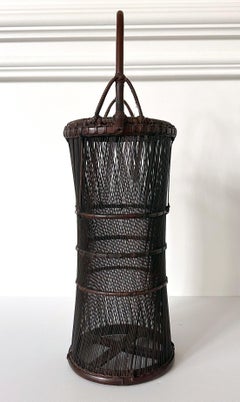 Japanese Woven Ikebana Bamboo Basket Ueda Shounsai Original Box