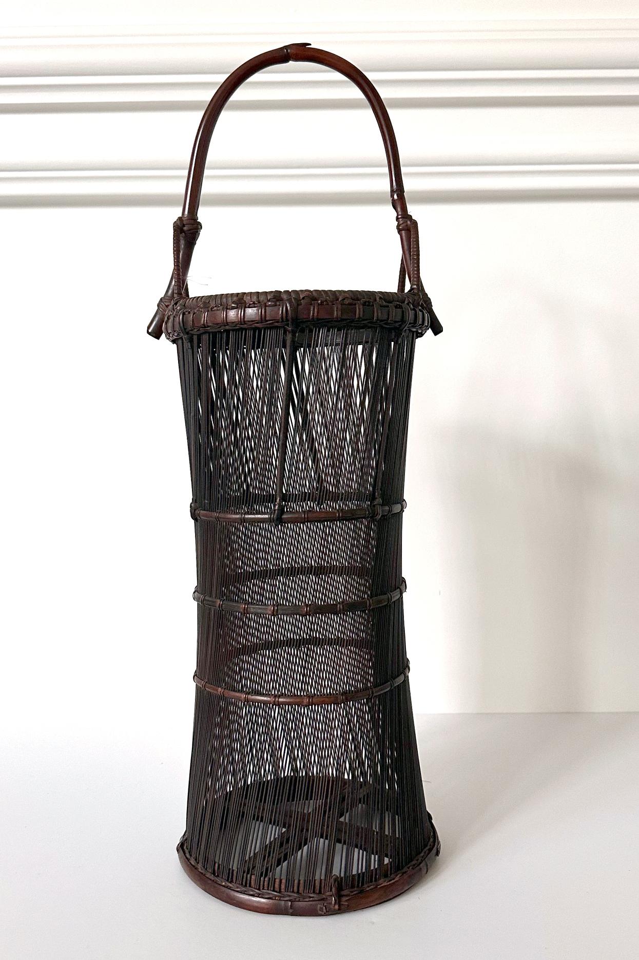 Ikebana japonesa tejida Cesta de bambú Ueda Shounsai Caja original Moderno en venta