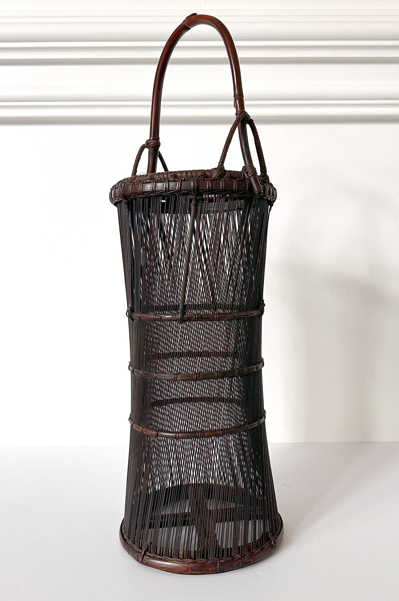 Ikebana japonesa tejida Cesta de bambú Ueda Shounsai Caja original Japonés en venta