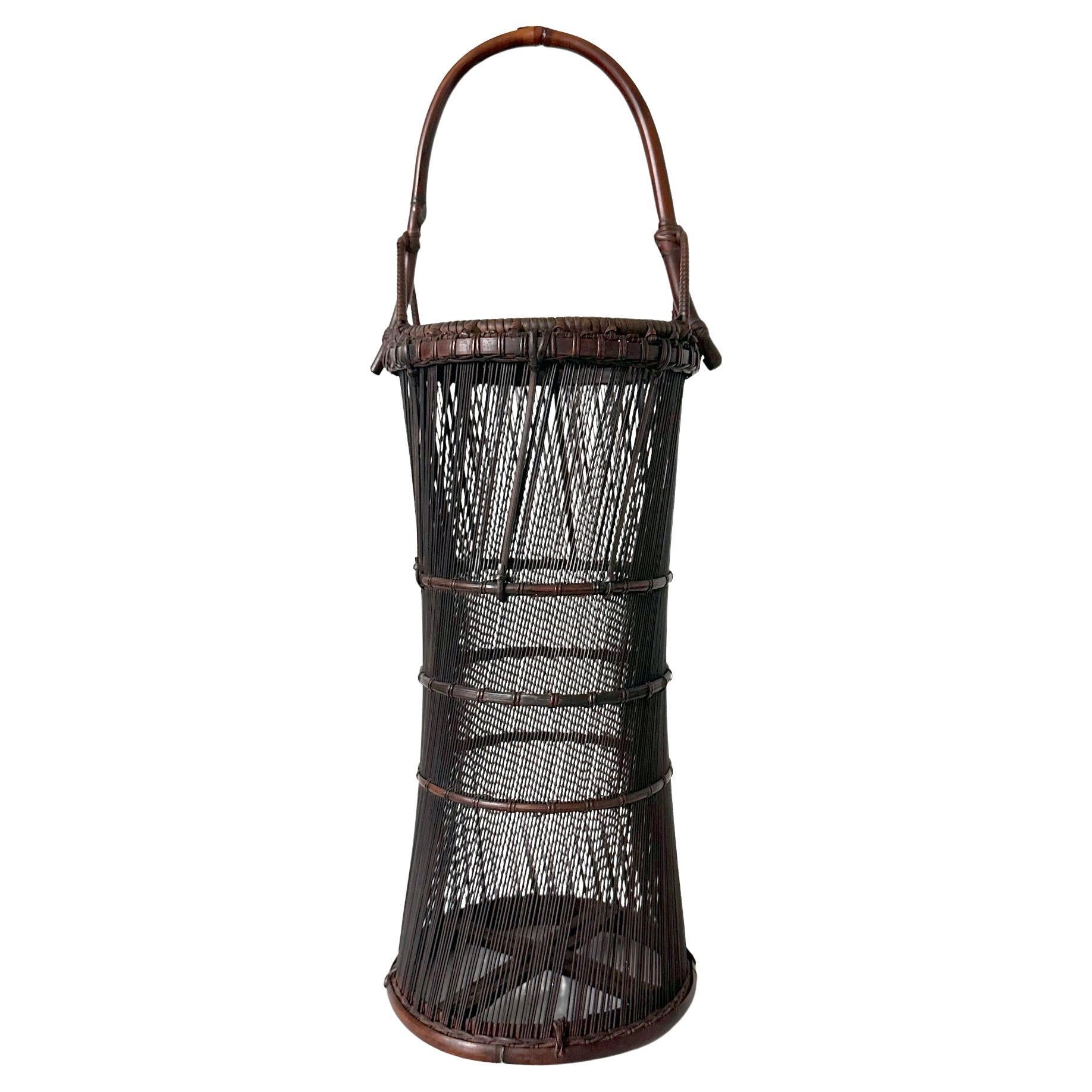 Japanese Woven Ikebana Bamboo Basket Ueda Shounsai Original Box