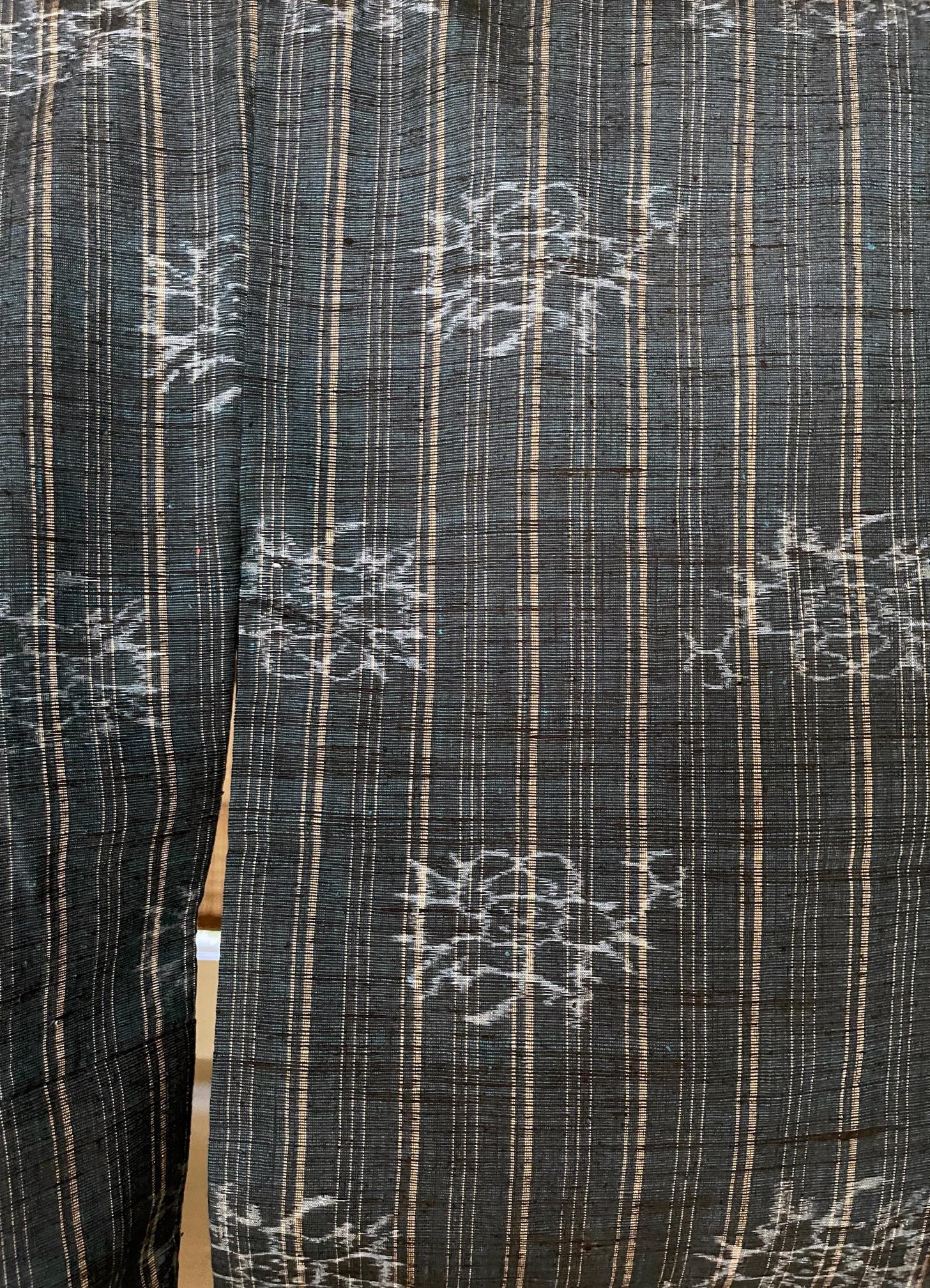 Japonisme Japanese Woven Linen Kimono with Katazome Stencil Dyes For Sale