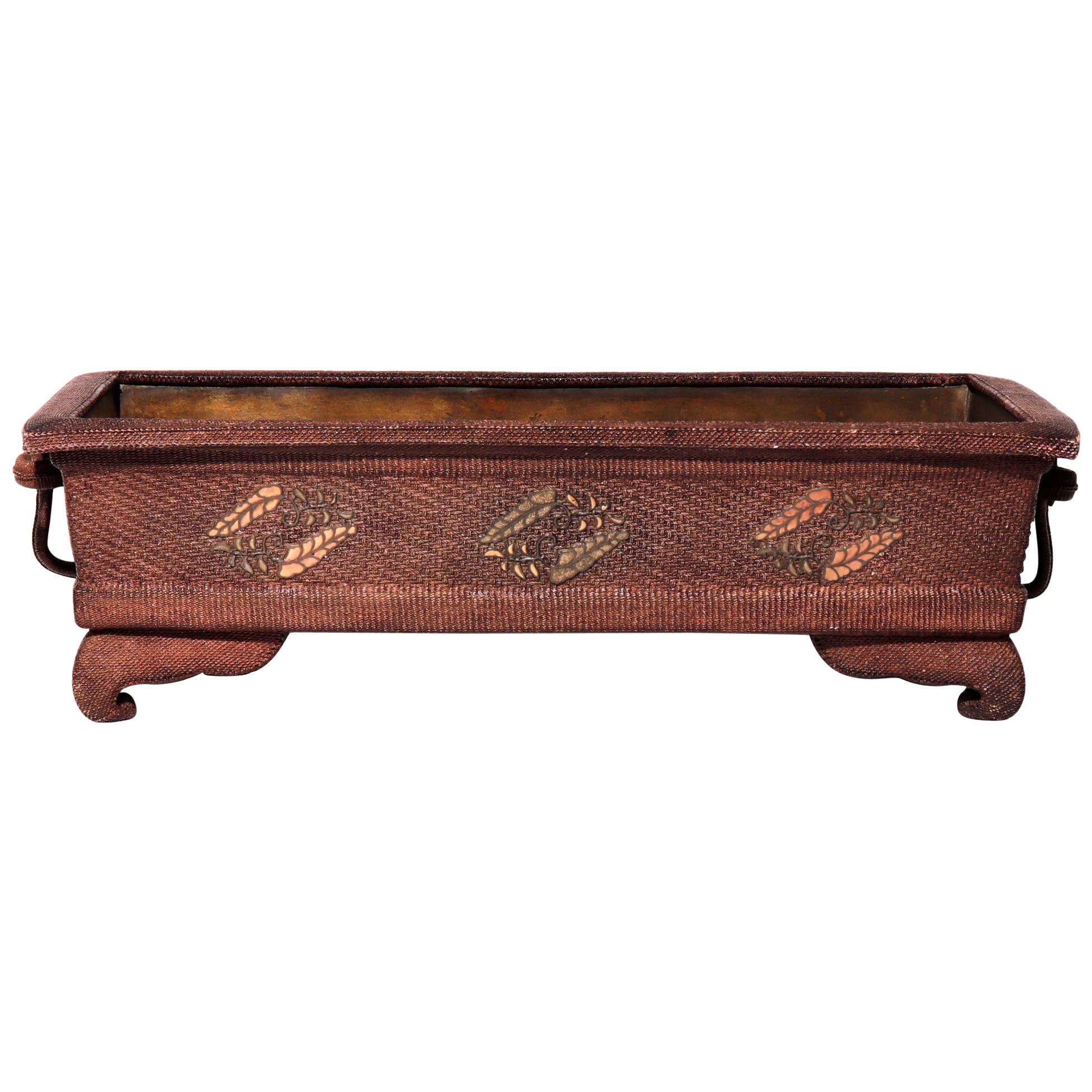 Japanese Woven Suiban in Karamono Style, Meiji Period For Sale