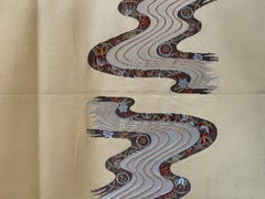 Japanese Yellow Silk Kimono Belt Nagoyaobi 1970s