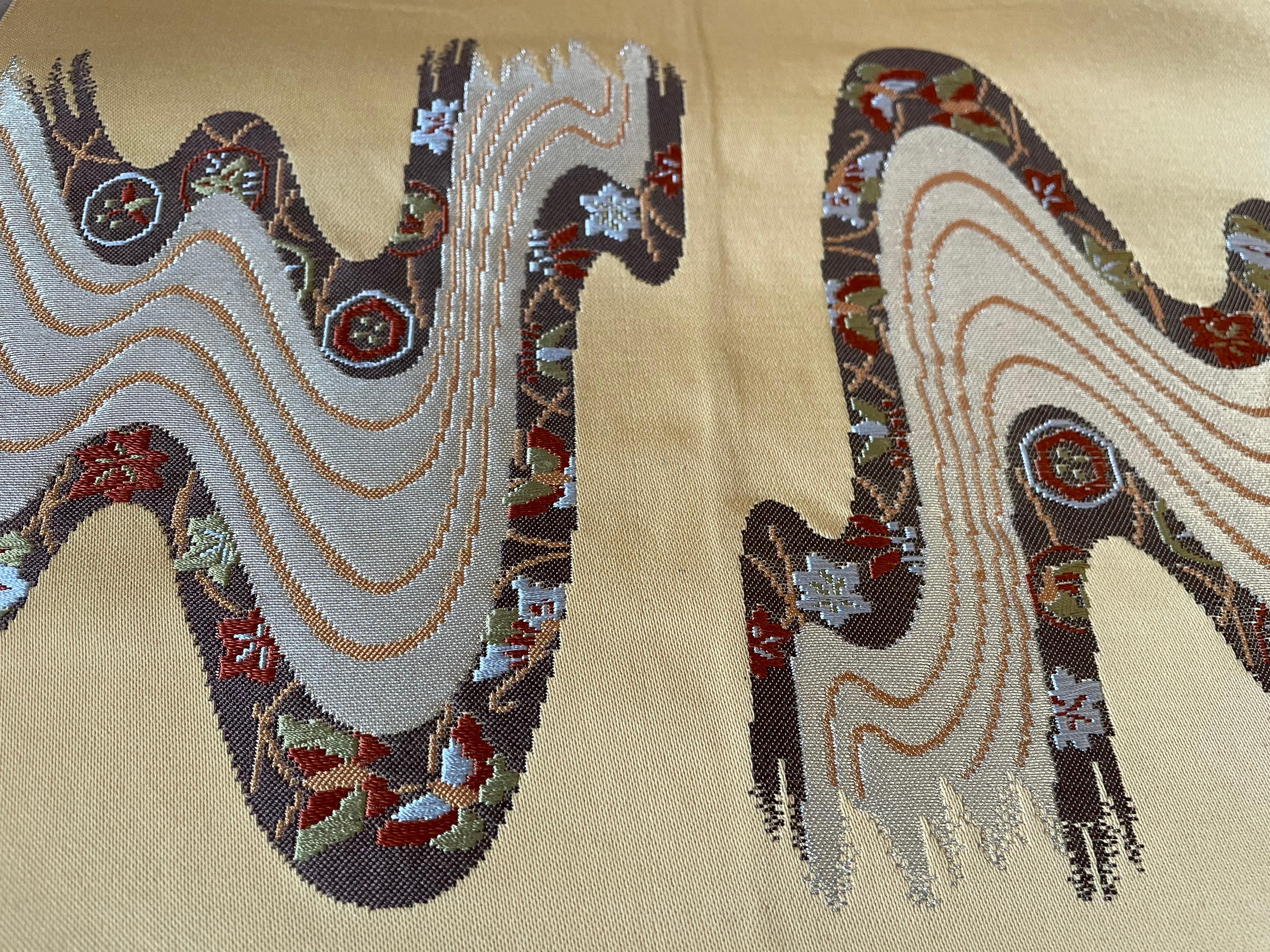 Kimono-Gürtel aus gelber Seide Nagoyaobi, 1970er Jahre im Angebot 1