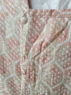 Haori, manteau de kimono japonais jaune, blanc et rose pour femme, avec motif shibori en soie, années 1970