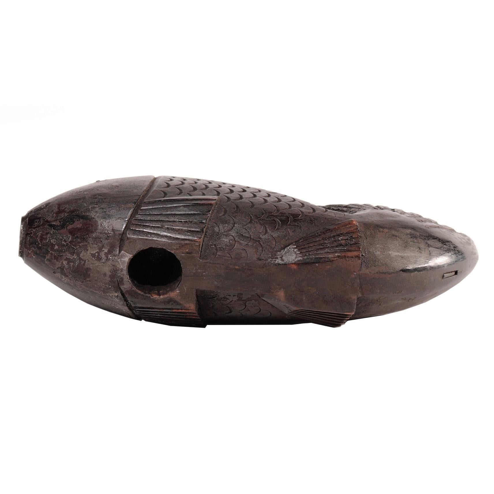 Hand-Carved Japanese Yokogi, a Fish Shaped Fulcrum, Edo Period For Sale