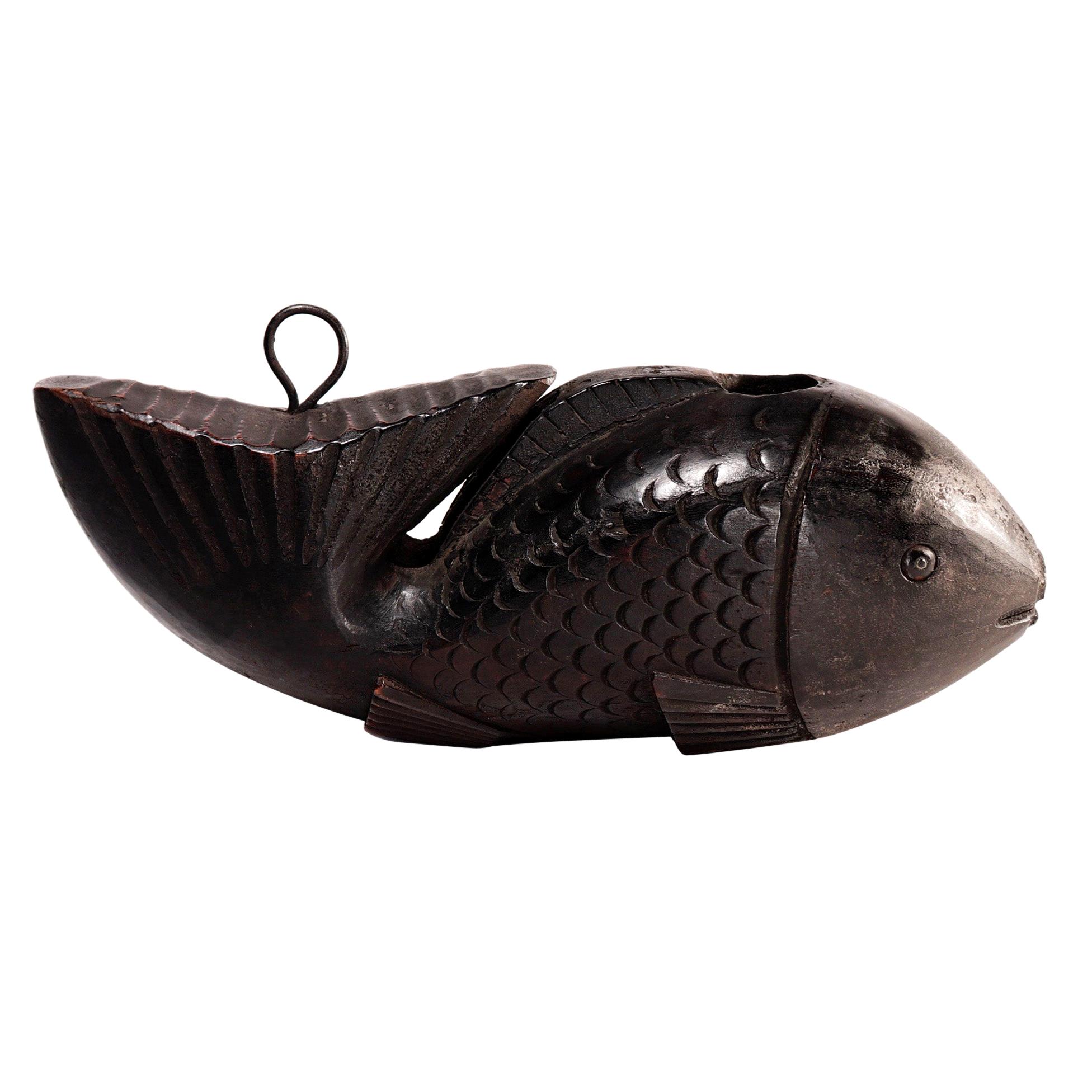 Japanese Yokogi, a Fish Shaped Fulcrum, Edo Period For Sale