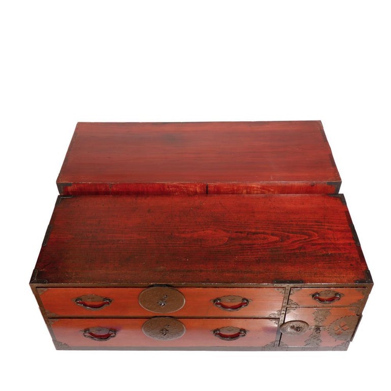 Japanese Yonezawa Tansu 2-Section Clothing Storage Chest ...