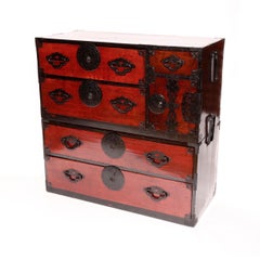 Japanese Yonezawa Tansu 2-Section Clothing Storage Chest