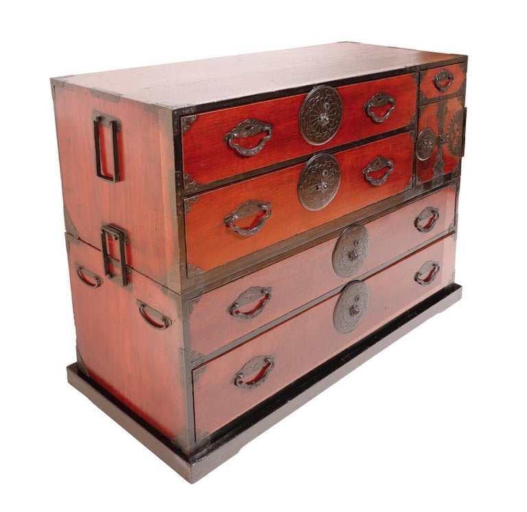 Japanese Yonezawa Tansu 2-Section Clothing Storage Chest ...